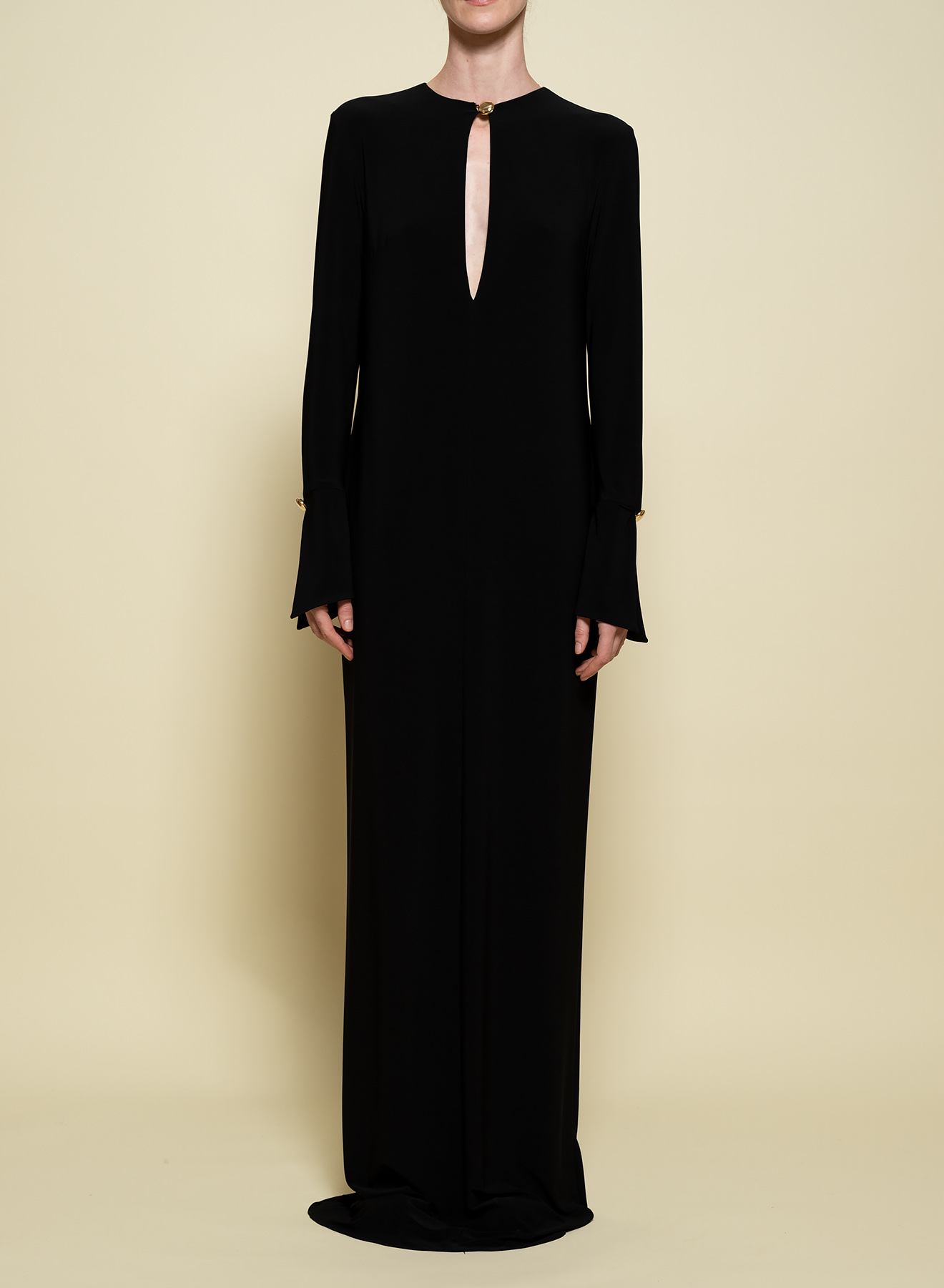 THE SYLVIE LONG SLEEVE PLUNGE NECKLINE MAXI