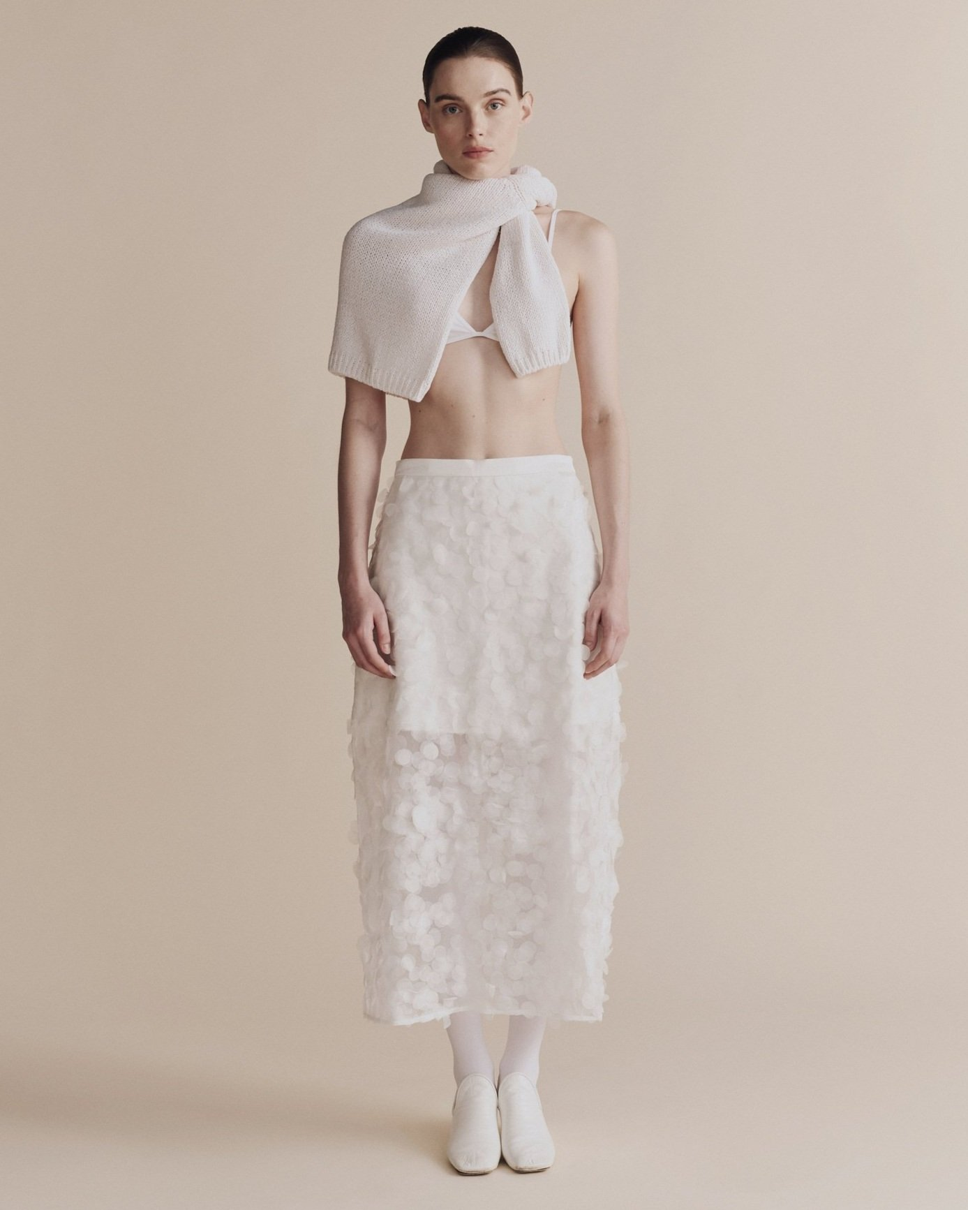 APPLIQUED MIDI SKIRT