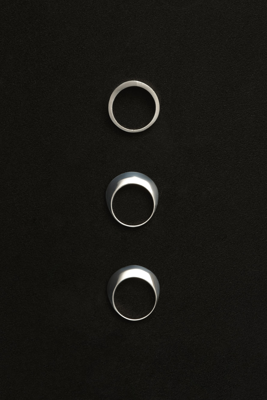 Disc and Dimple Ring, Set of Three