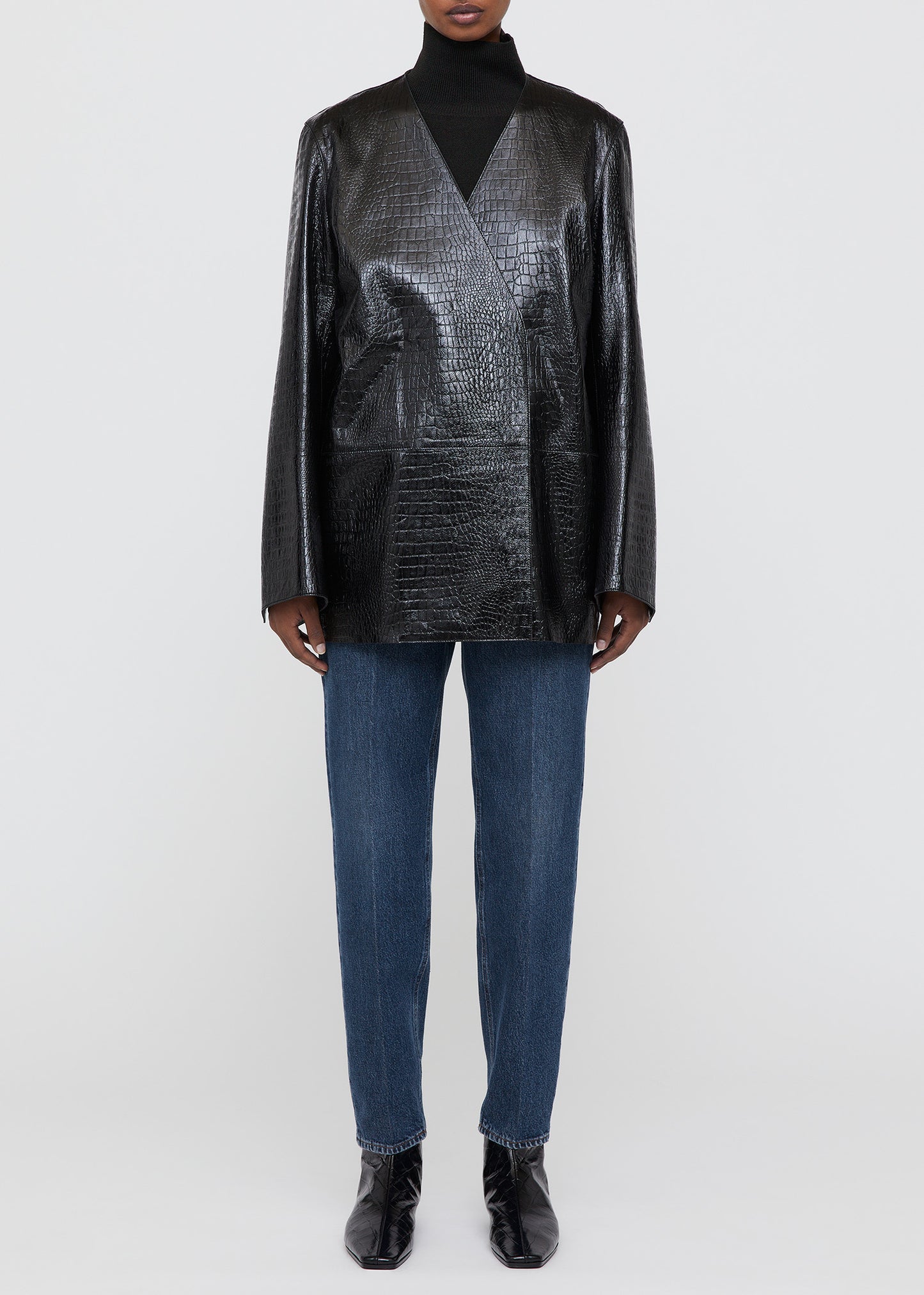 CROCO EMBOSSED LEATHERBLAZER