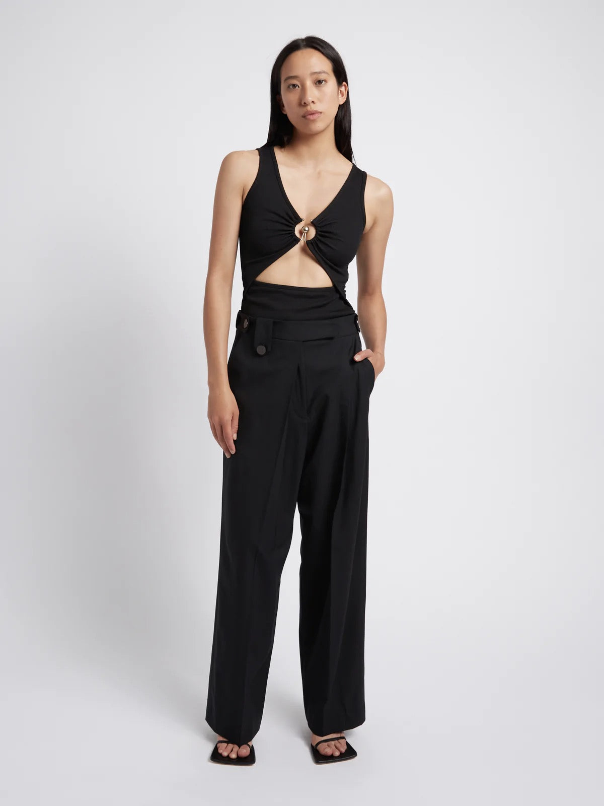 BELTED WOOL PLEATTROUSER