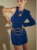 SABLÉ ONE-SHOULDER MINI DRESS WITH INTEGRATED CHAIN
