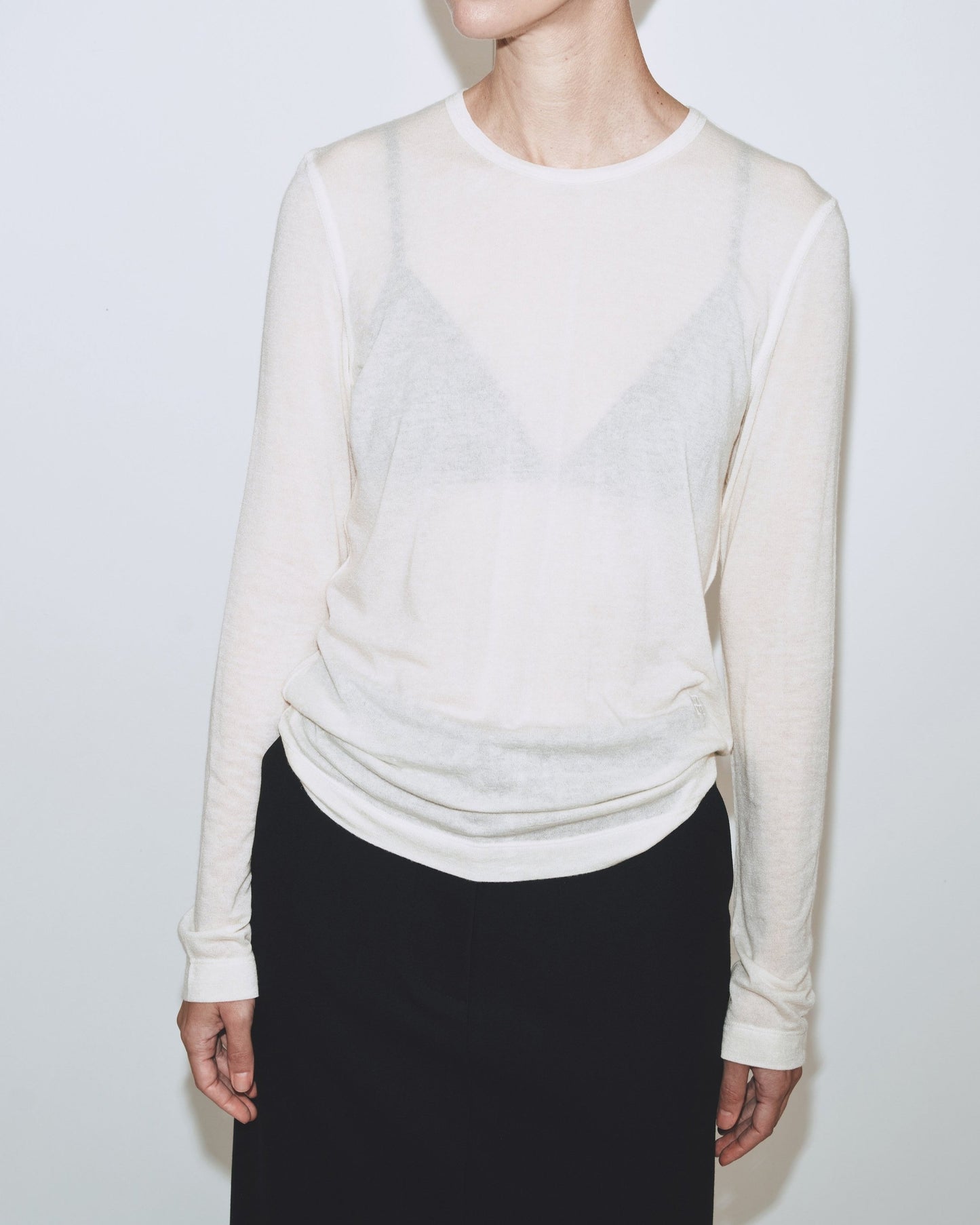 WOOL TENCEL CREWNECK TOP