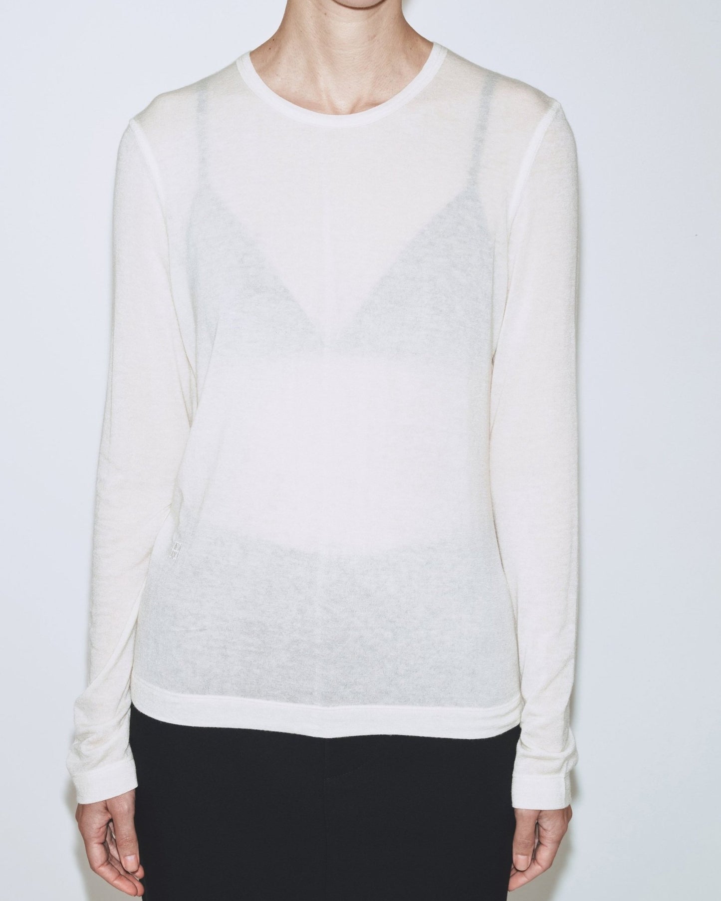WOOL TENCEL CREWNECK TOP