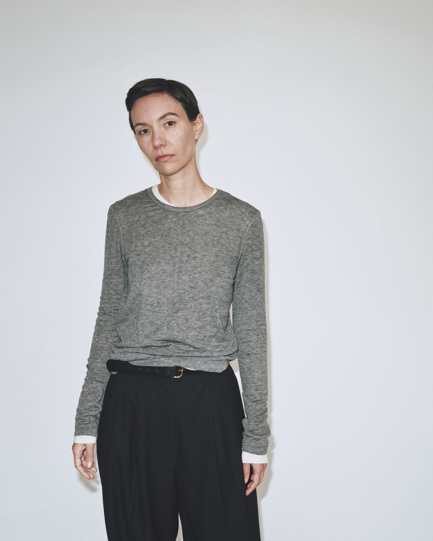 WOOL TENCEL CREWNECK TOP