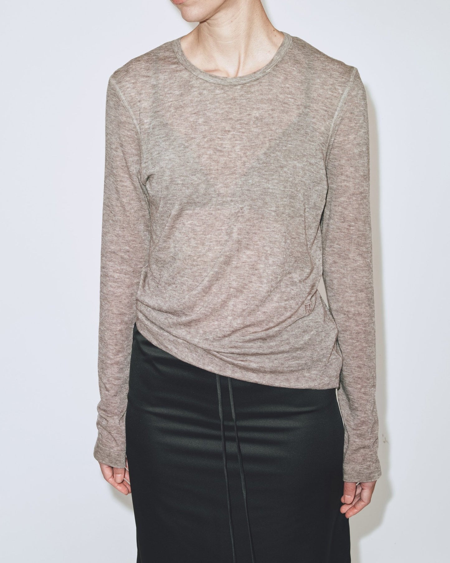 WOOL TENCEL CREWNECK TOP