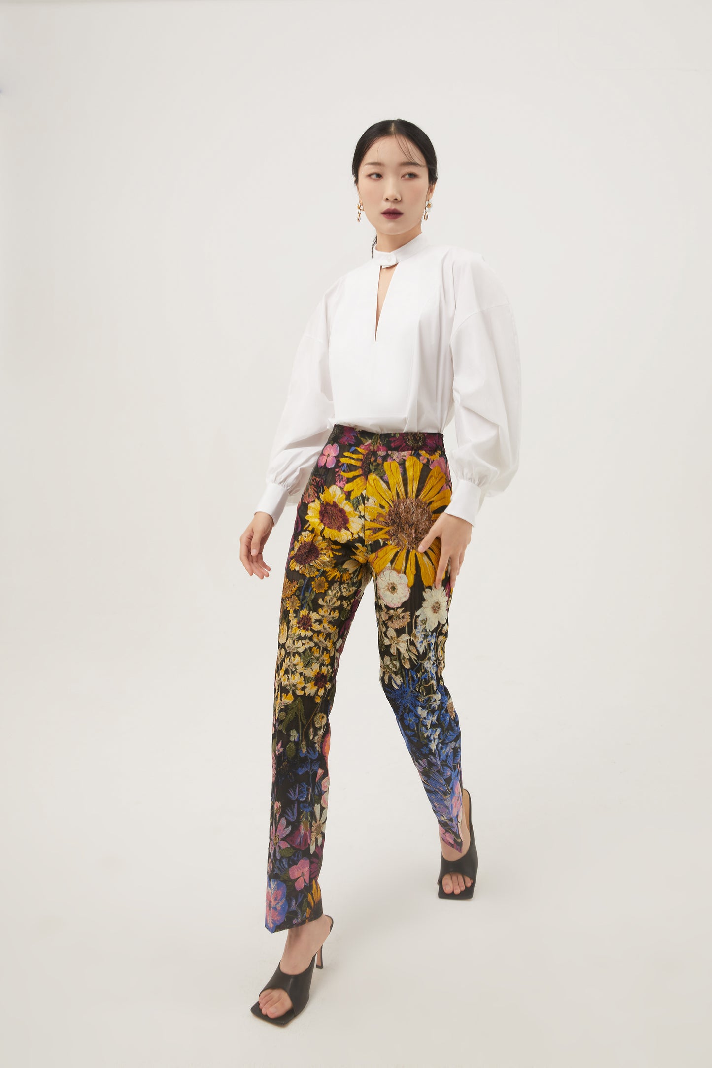 COTTON POPLIN BALLOON SLEEVE SHIRT