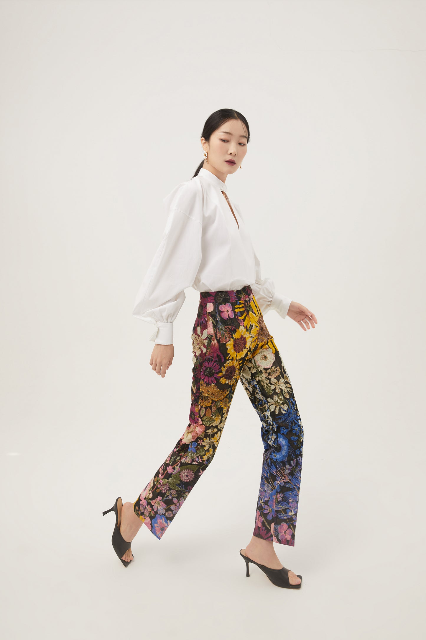 COTTON POPLIN BALLOON SLEEVE SHIRT