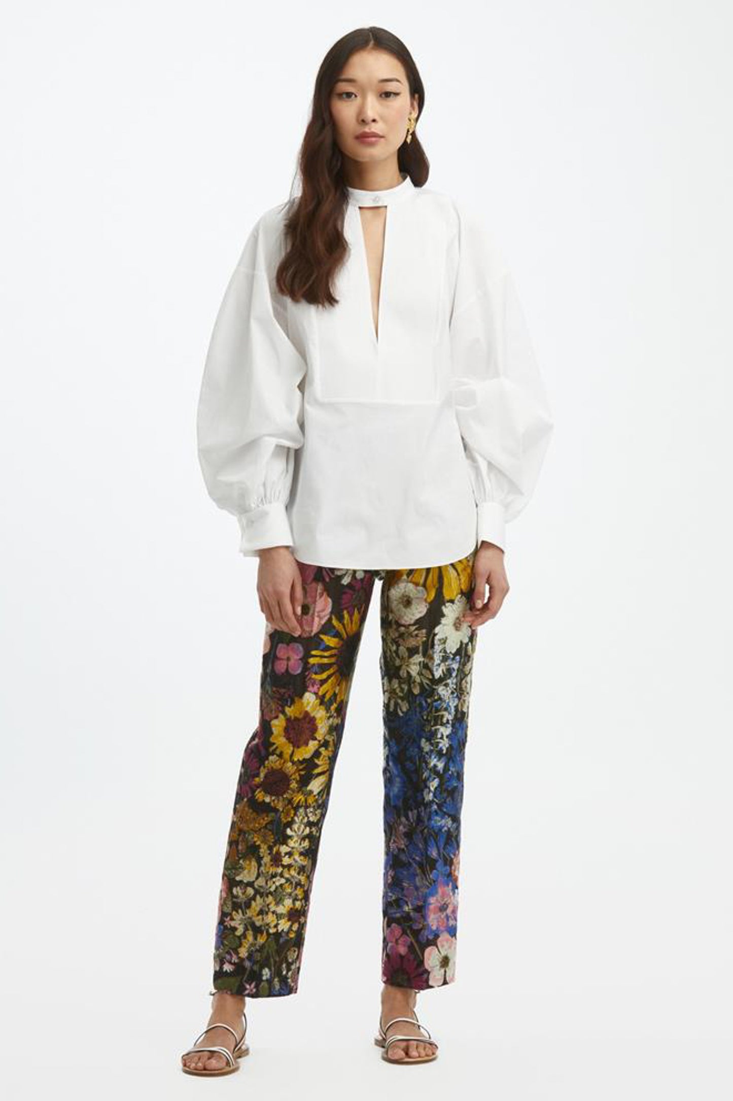 COTTON POPLIN BALLOON SLEEVE SHIRT