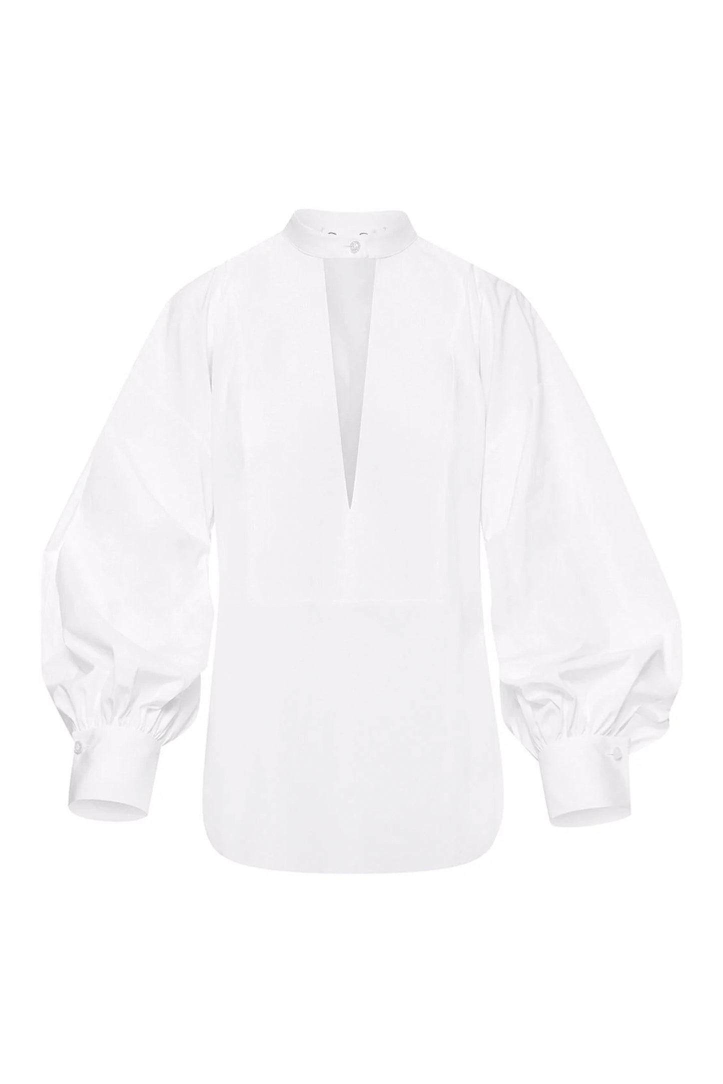 COTTON POPLIN BALLOON SLEEVE SHIRT