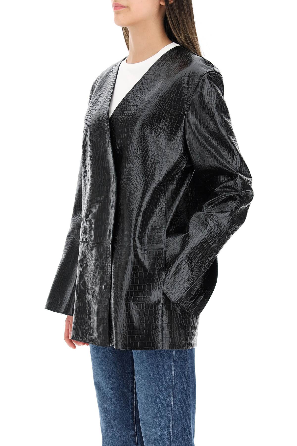 CROCO EMBOSSED LEATHERBLAZER