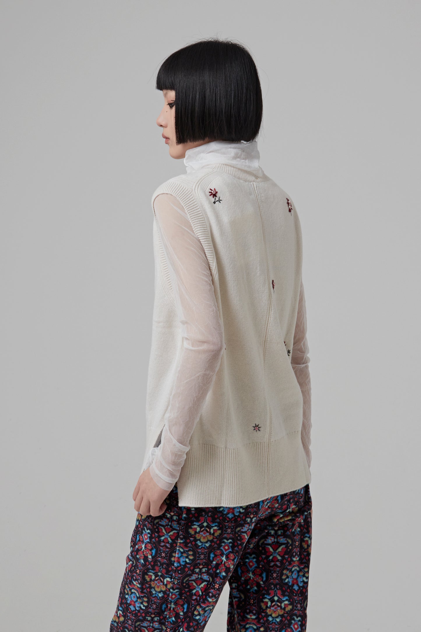 PRINTED PILE COLLAR VEST