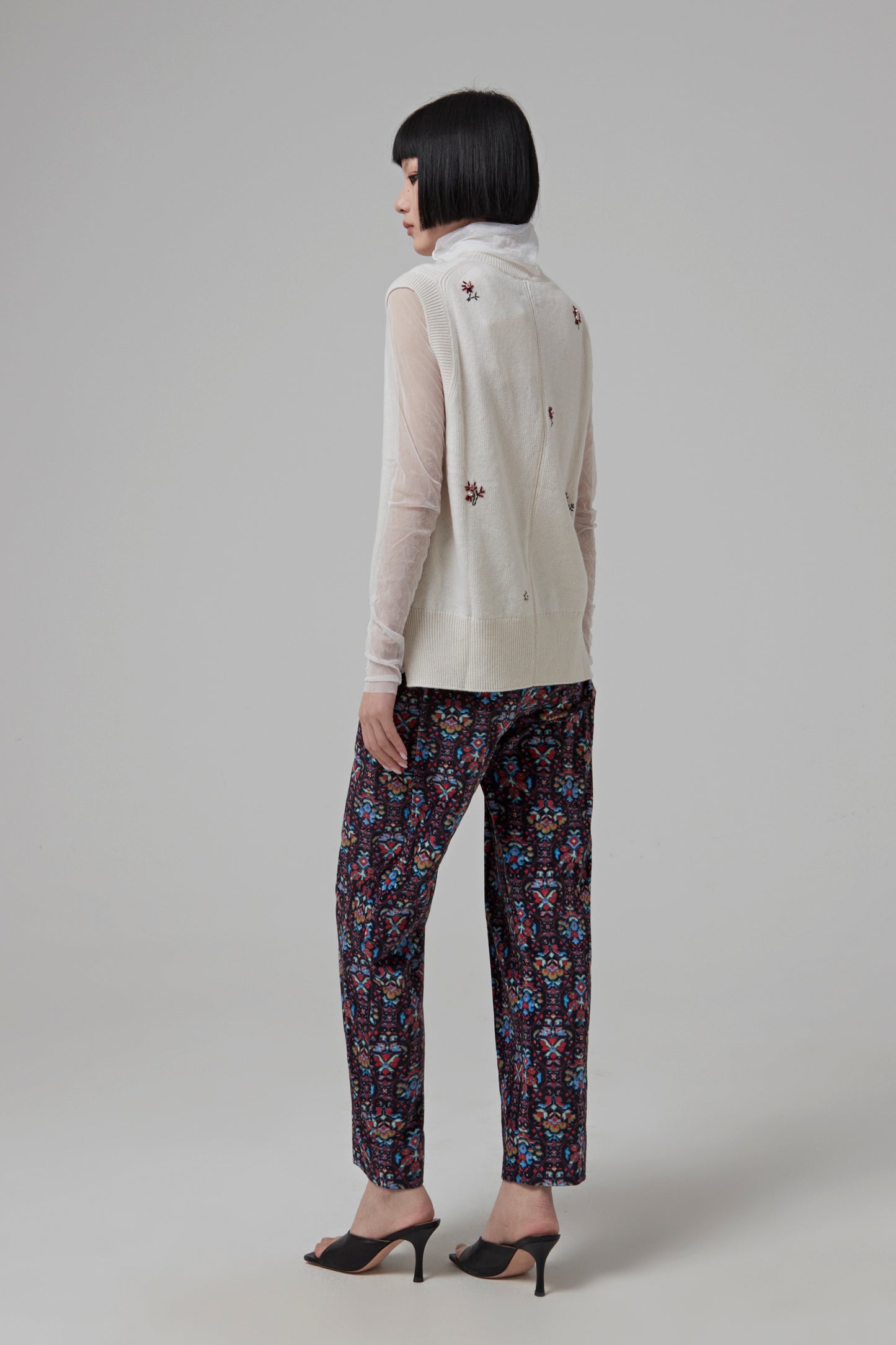 PRINTED PILE COLLAR VEST