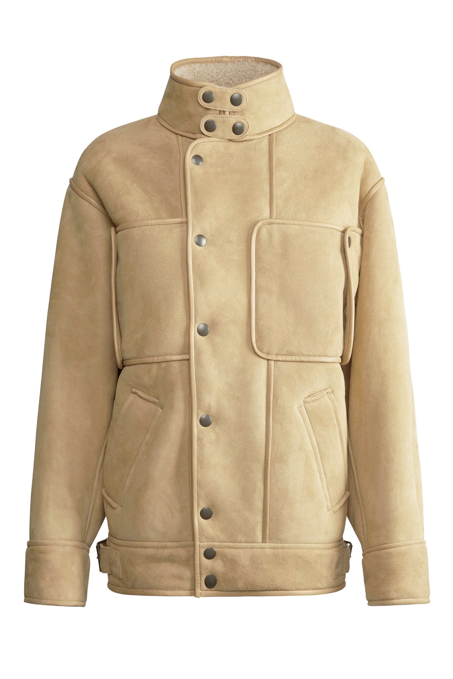 LOOSE FIT SHEARLING JACKET WITH SNAP BUTTONS