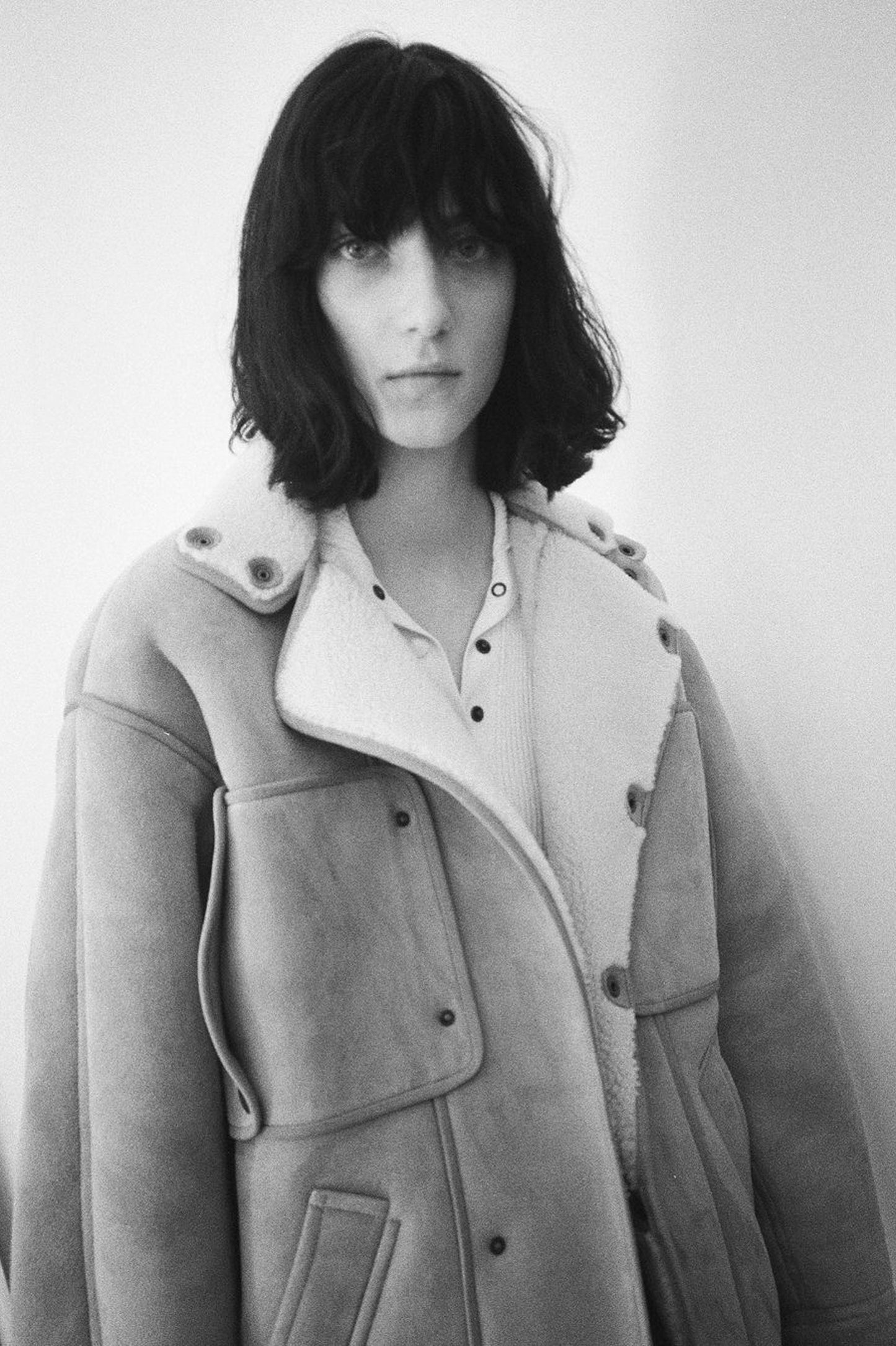 LOOSE FIT SHEARLING JACKET WITH SNAP BUTTONS