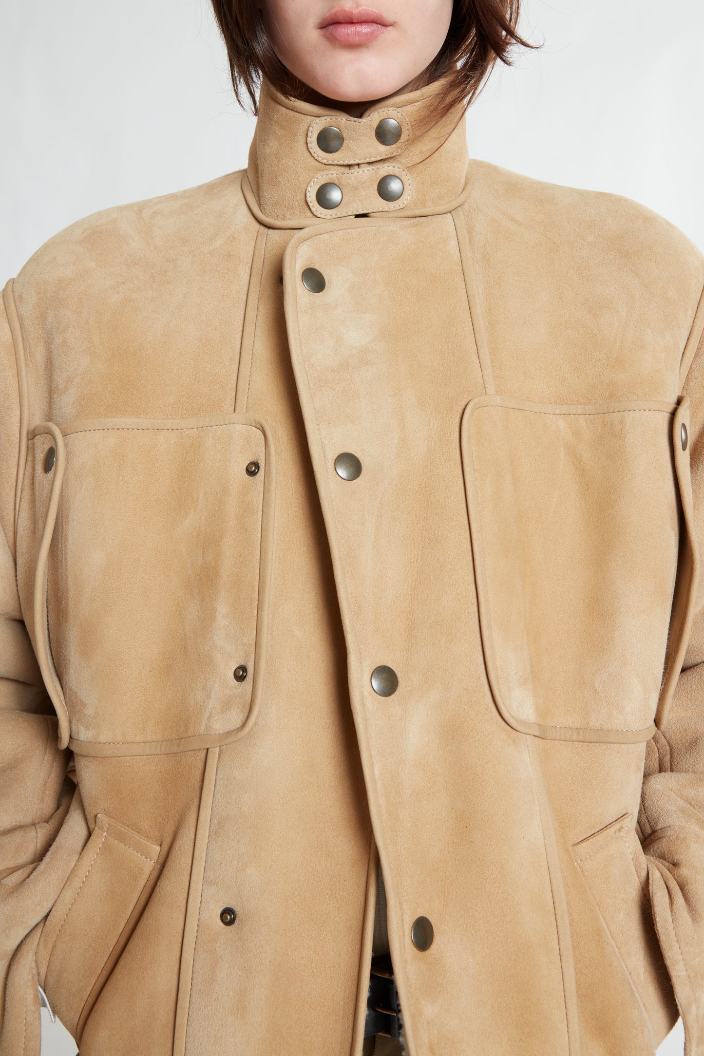 LOOSE FIT SHEARLING JACKET WITH SNAP BUTTONS