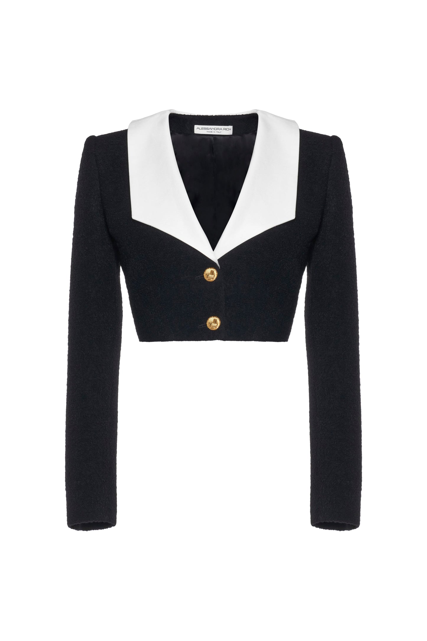 TWEED BOUCLE CROPPED JACKET WITH MIKADO COLLAR