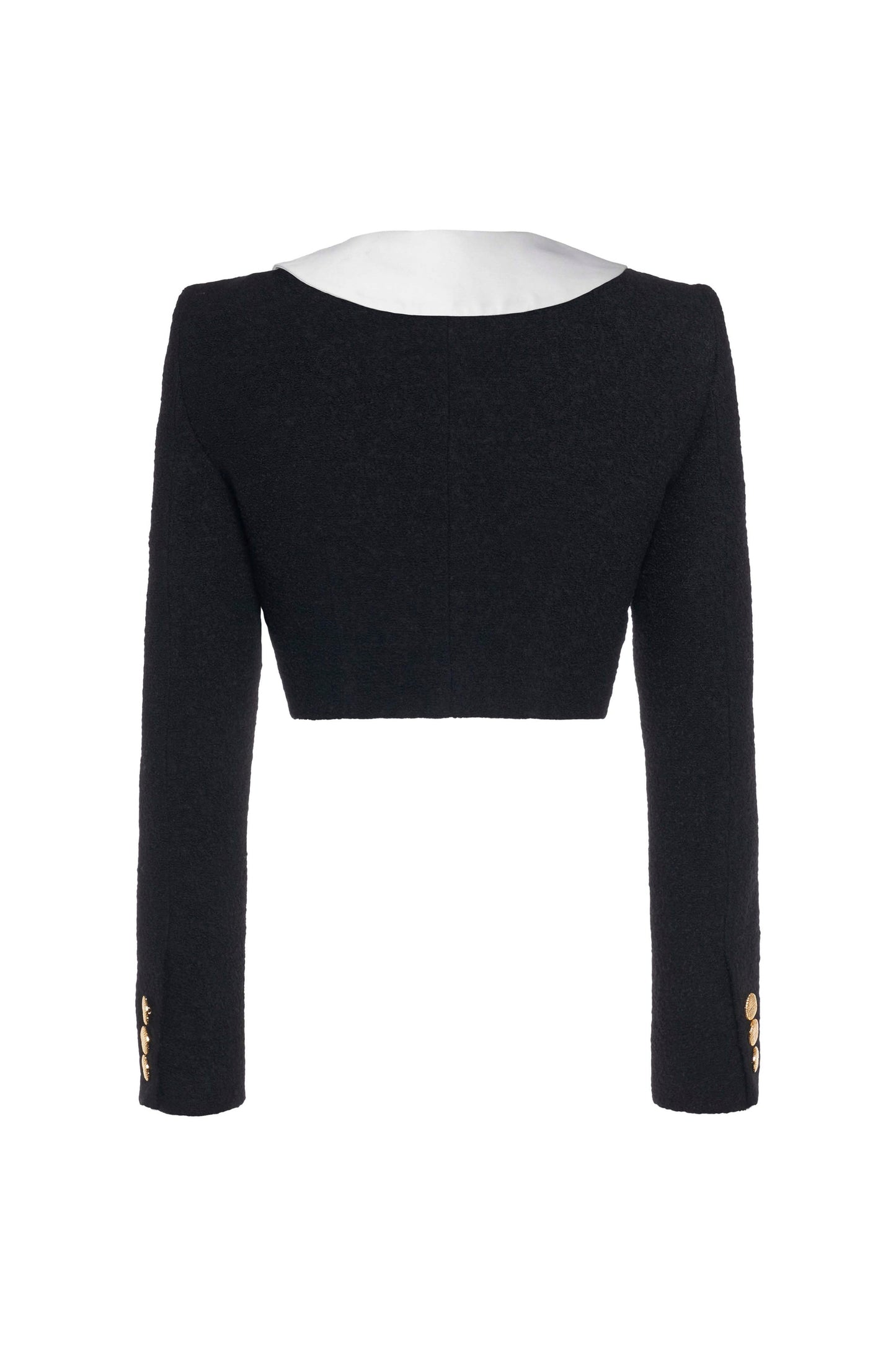 TWEED BOUCLE CROPPED JACKET WITH MIKADO COLLAR