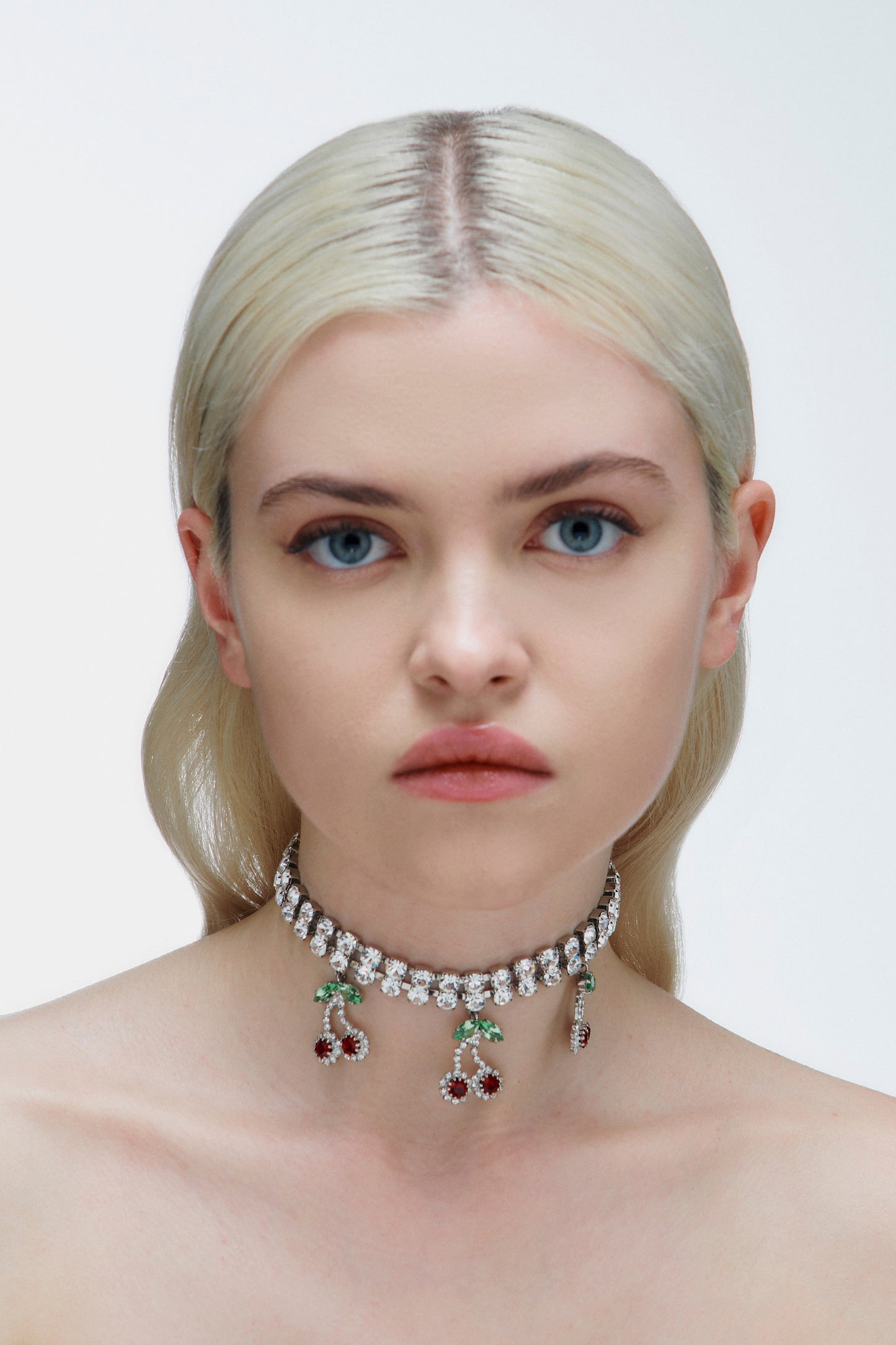 CRYSTAL CHOKER WITH CHERRIES PENDANT