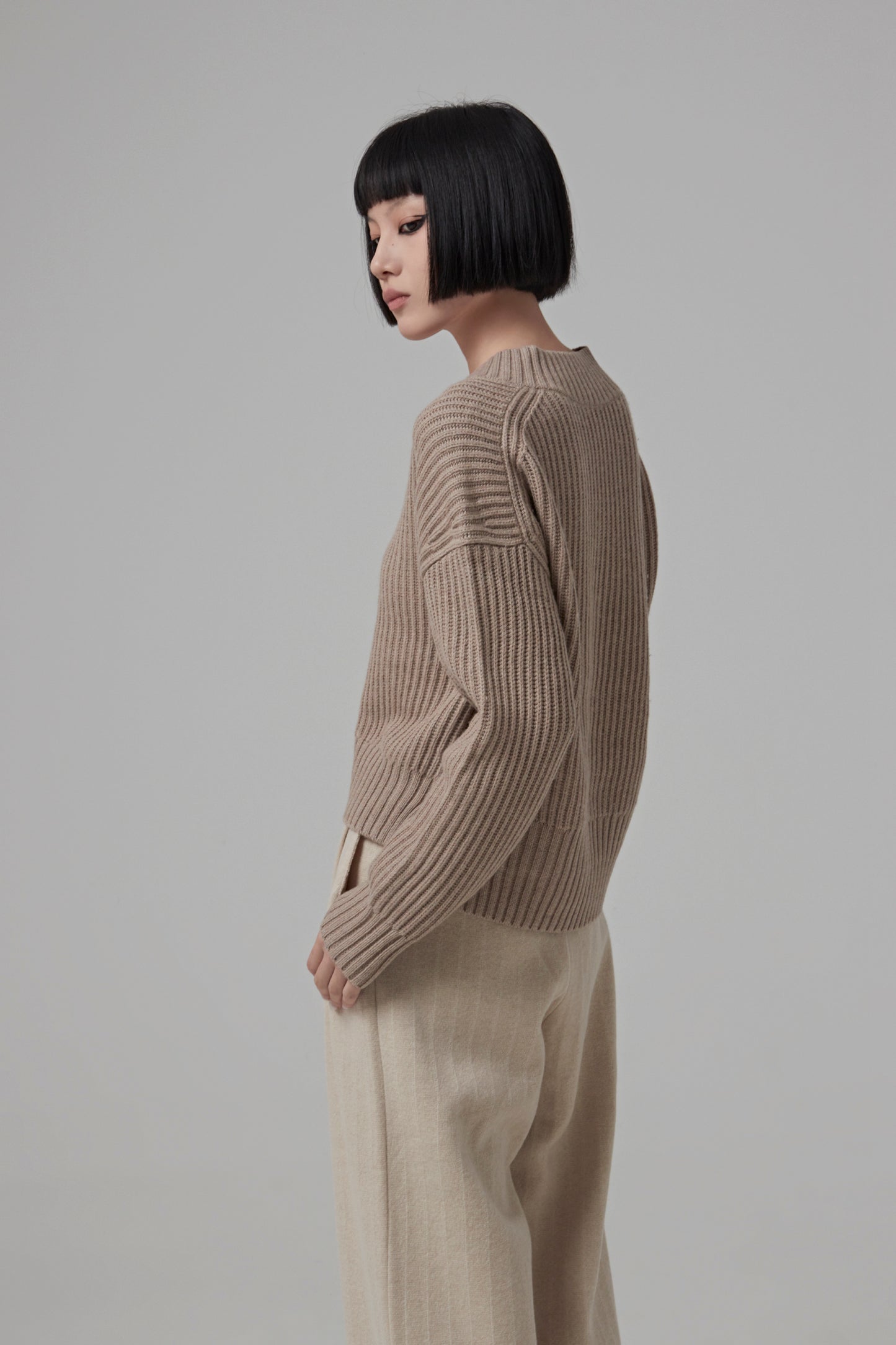 V Nk Ls-Luxe Cardigan Stitch