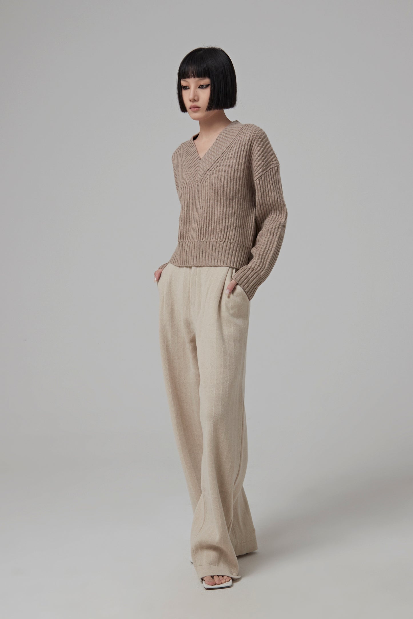 V Nk Ls-Luxe Cardigan Stitch