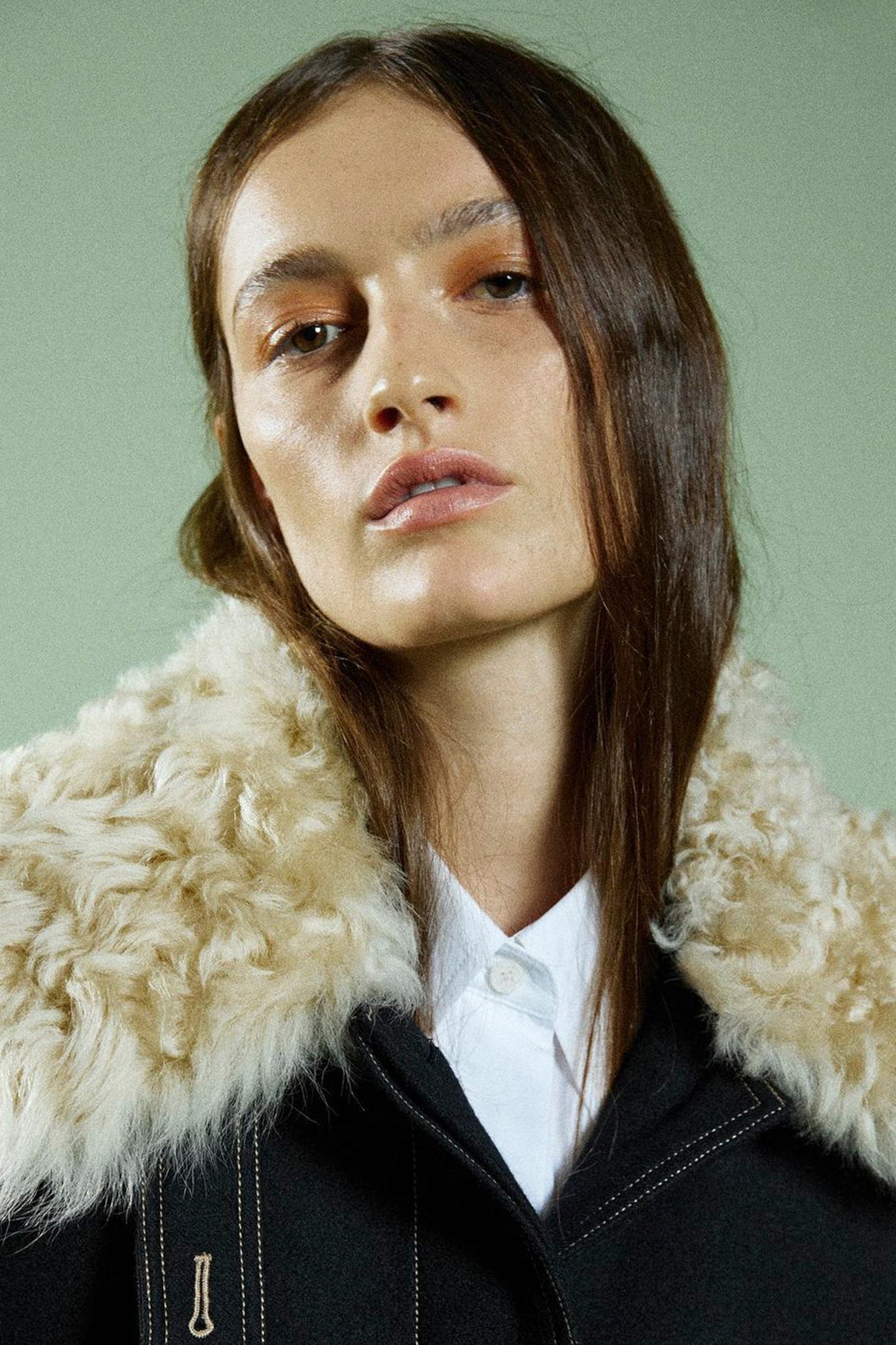FUR COLLAR COAT.DENS