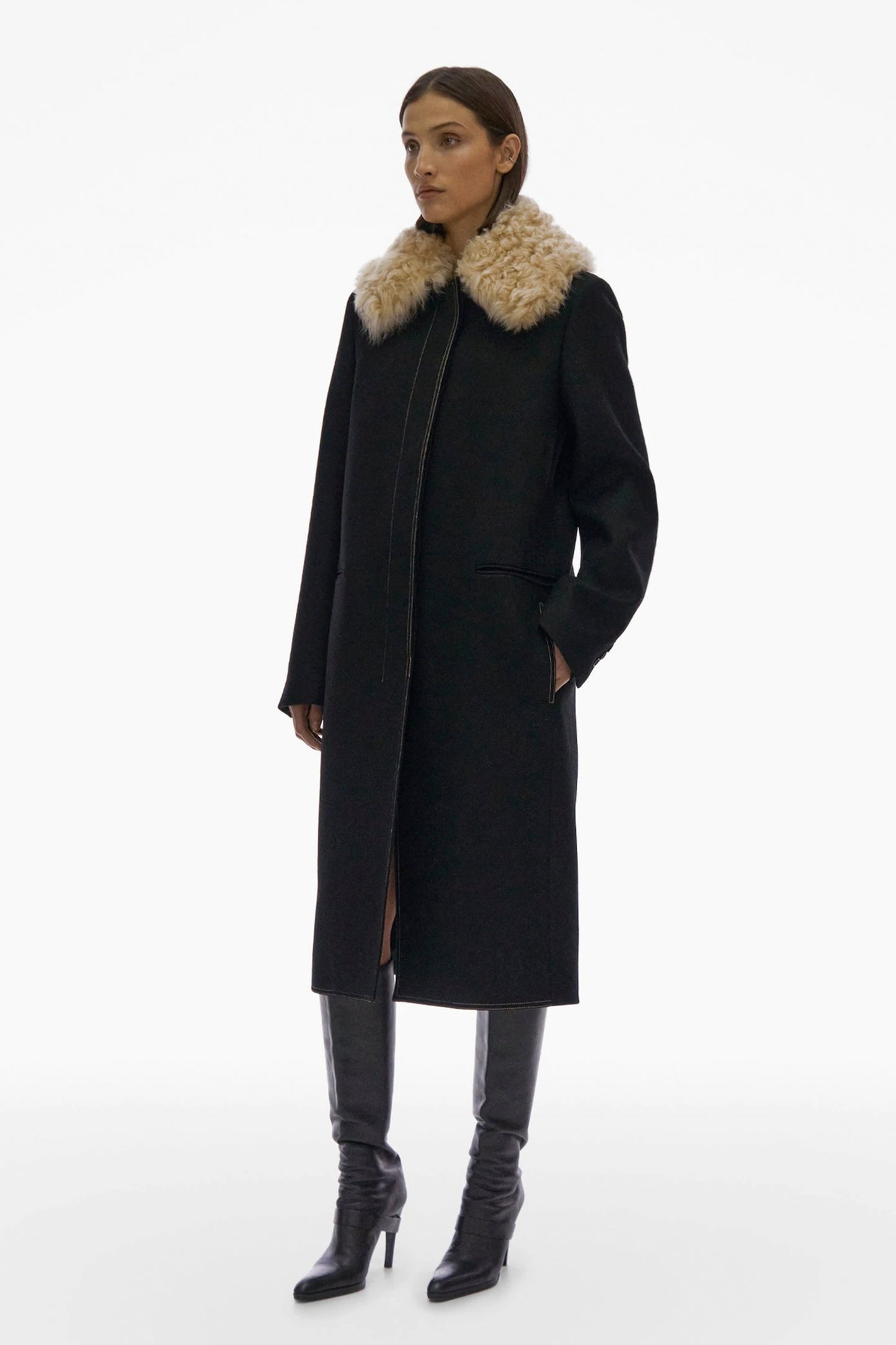 FUR COLLAR COAT.DENS