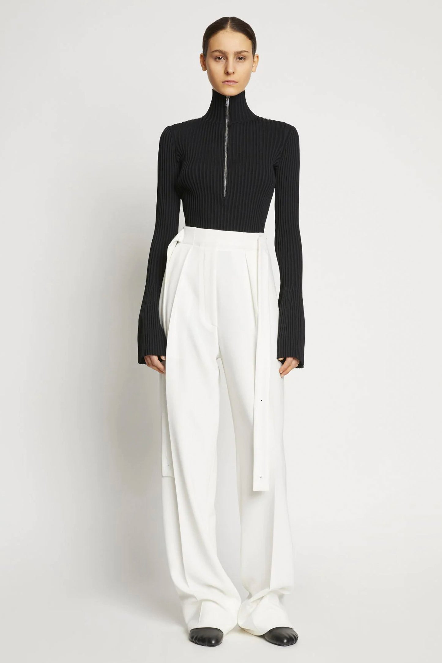 Viscose Rib Zip Sweater