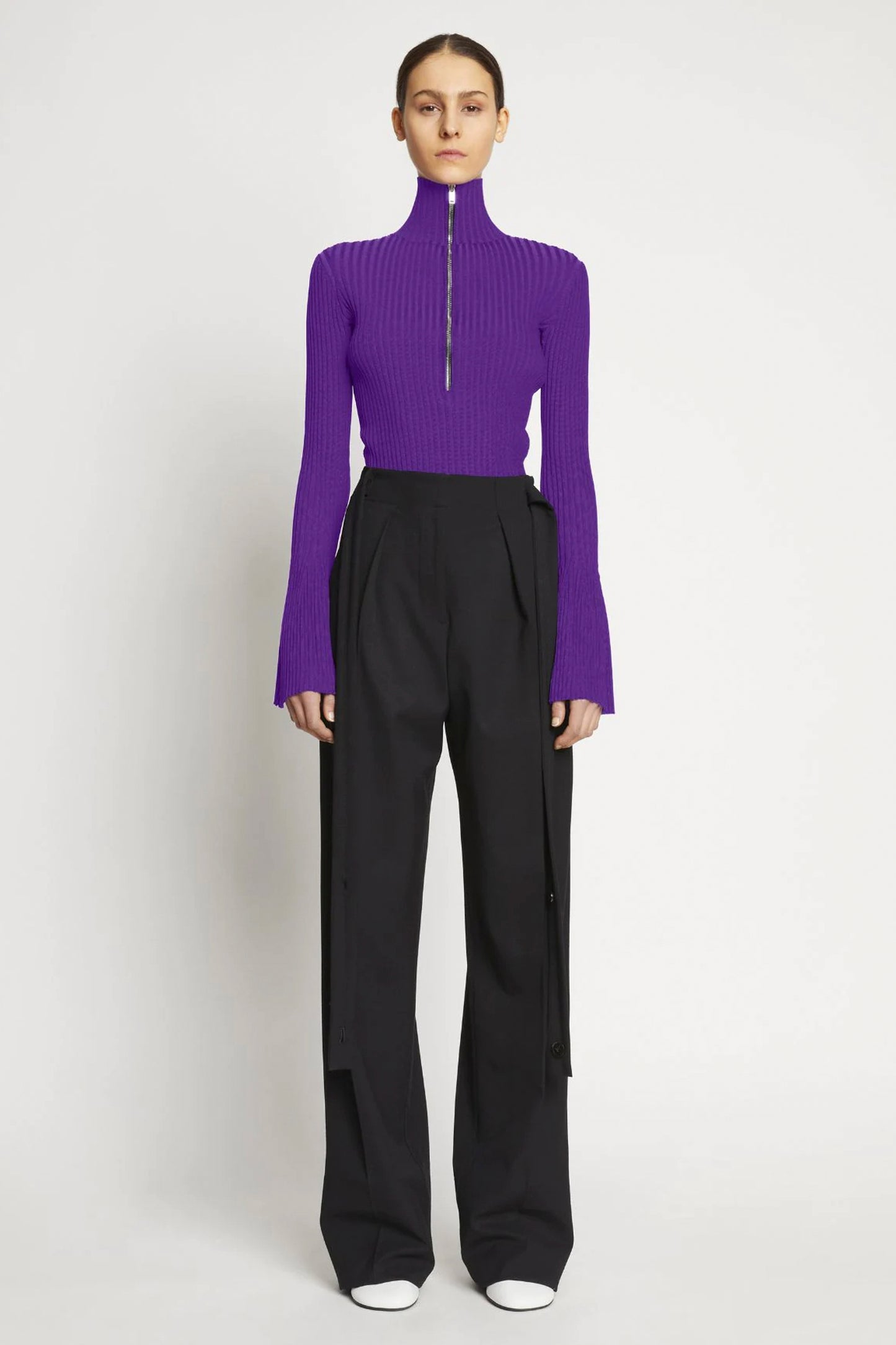 Viscose Rib Zip Sweater
