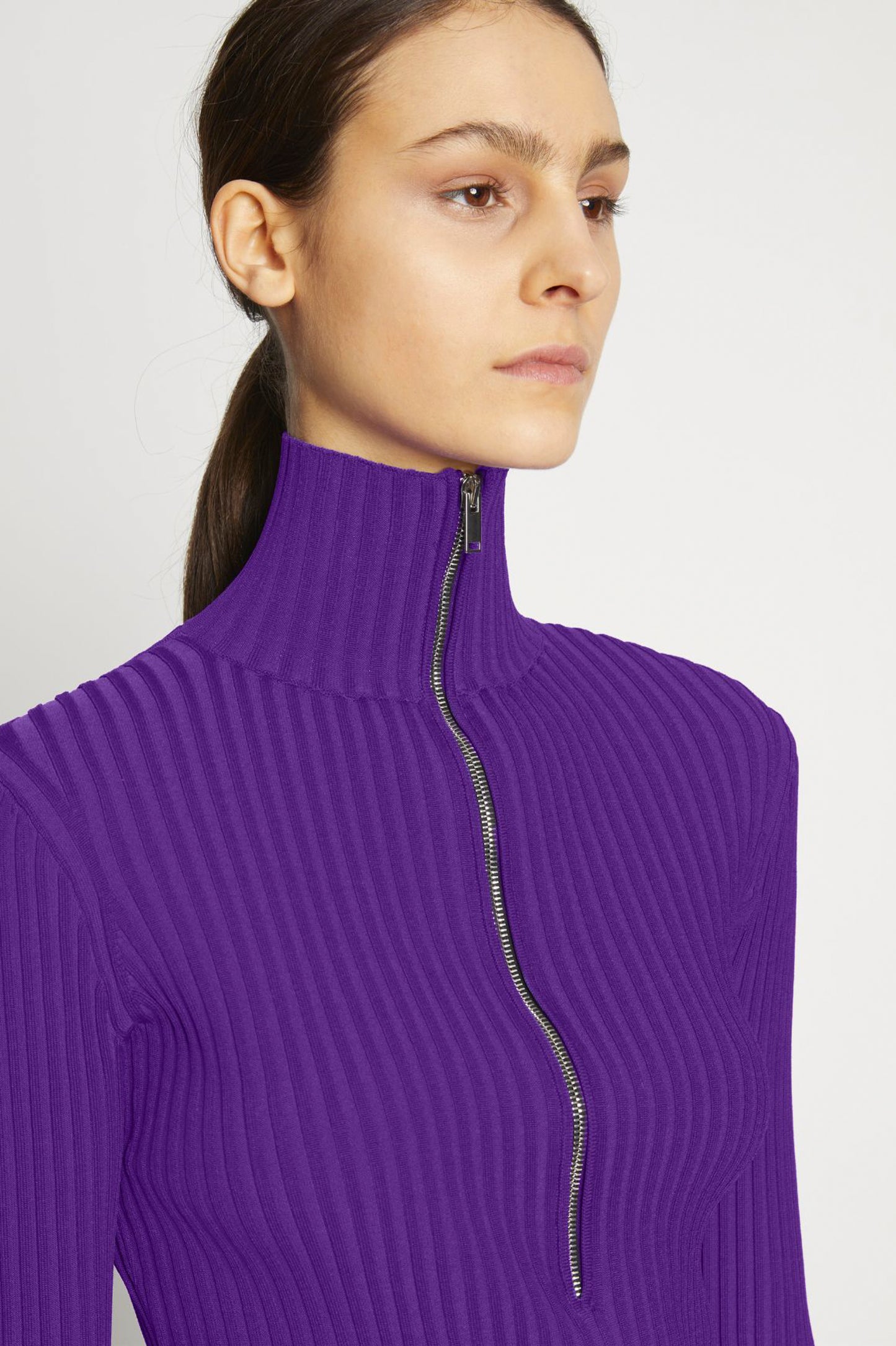 Viscose Rib Zip Sweater