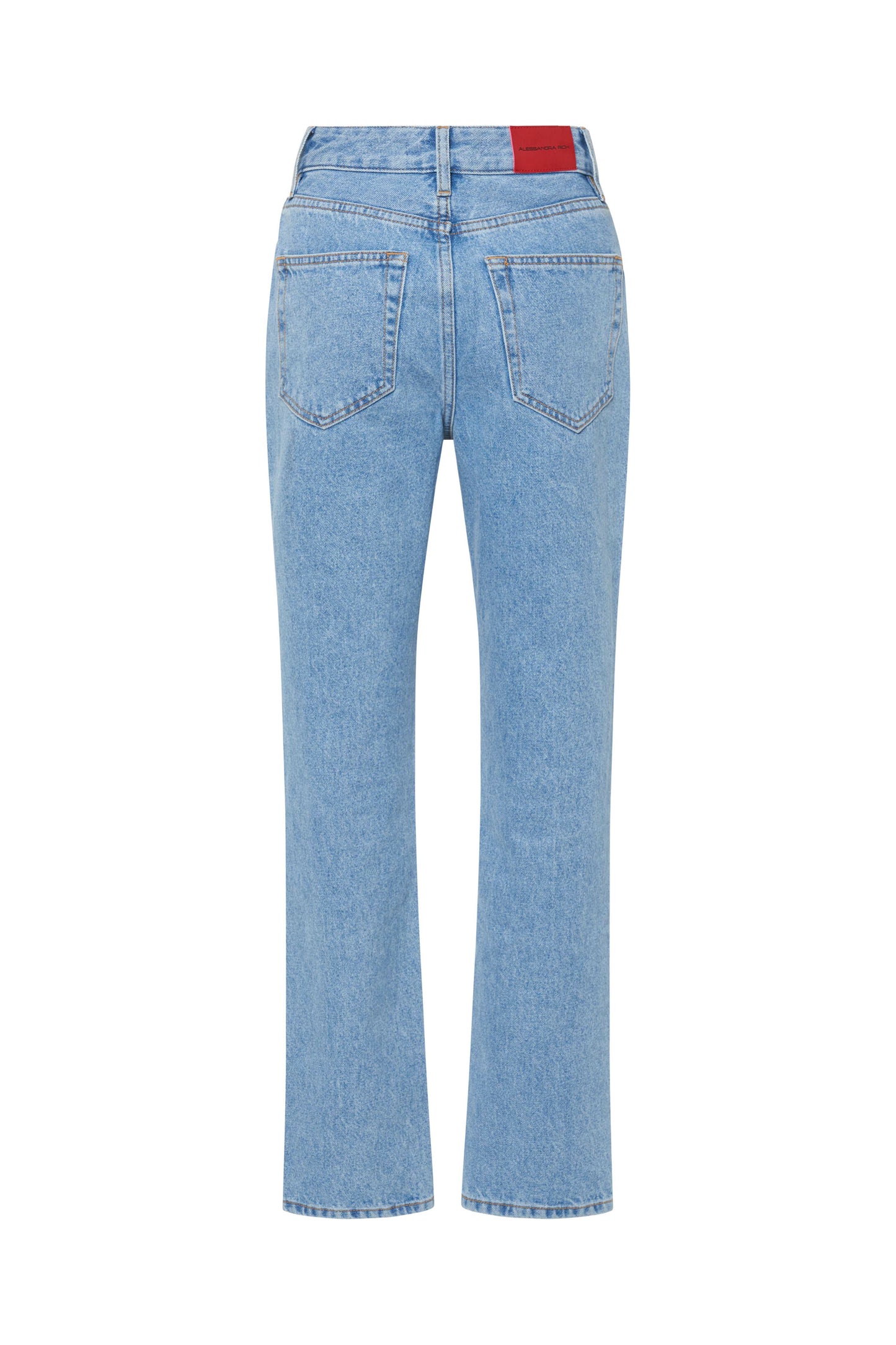 STRAIGHT DENIM JEANS WITH CRYSTAL EMBELLISHMENT