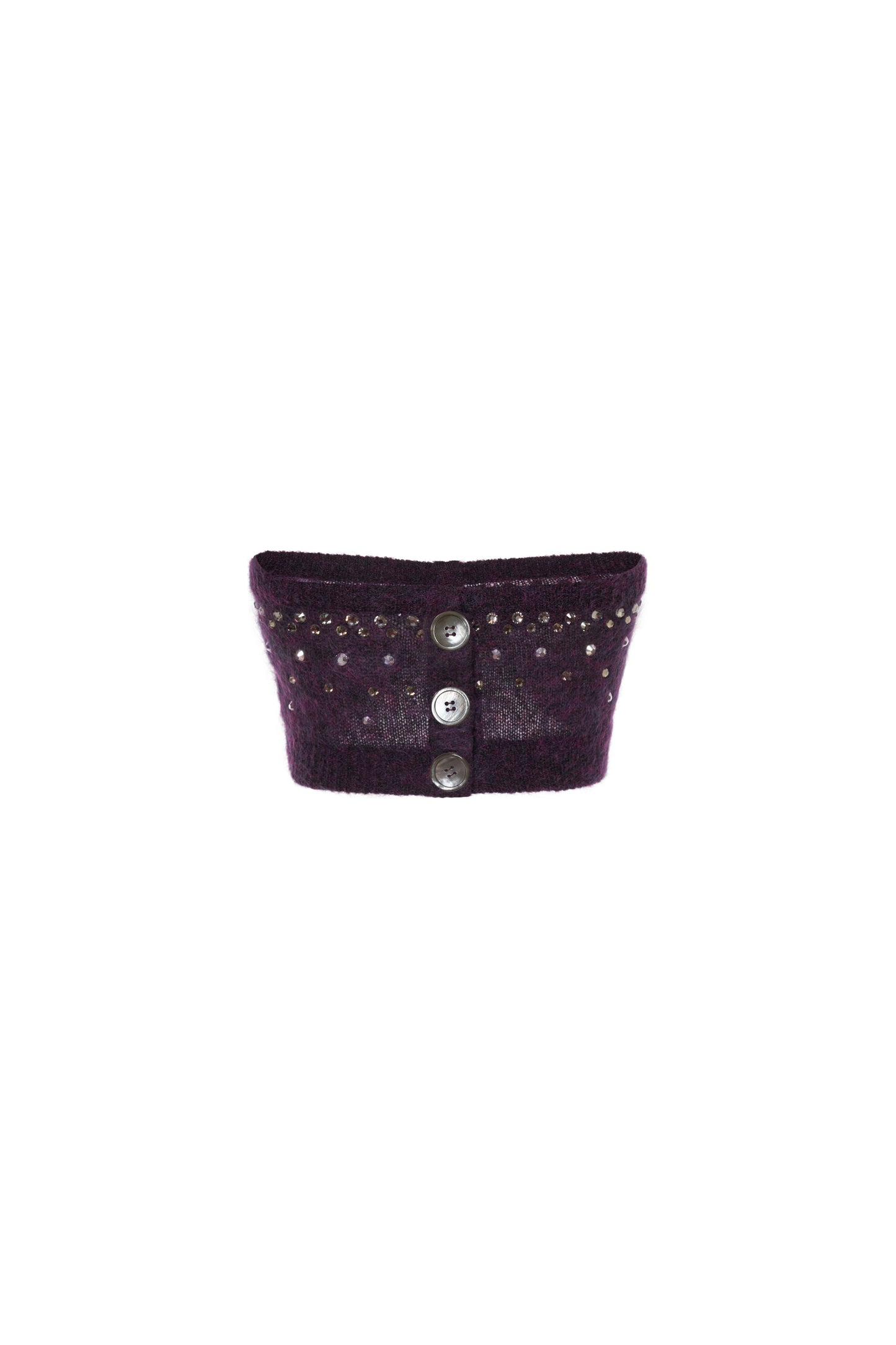 MOHAIR KNITTED BANDEAU WITH CRYSTAL HOTFIX
