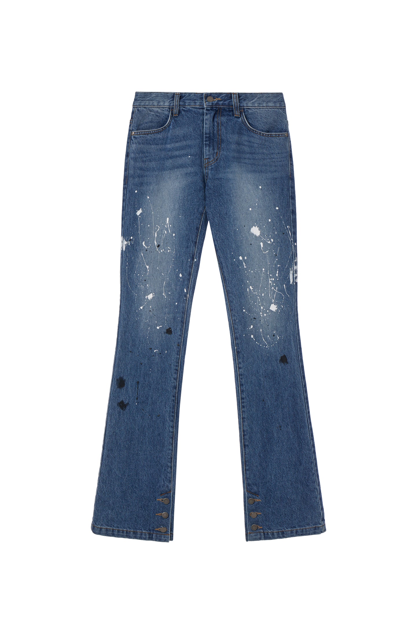 PAINT DROP SIDE BUTTON SKINNY JEANS