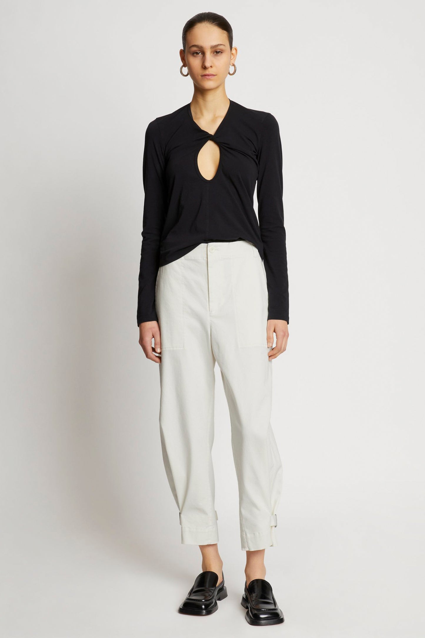 COTTON TWILL TAPERED PANTS