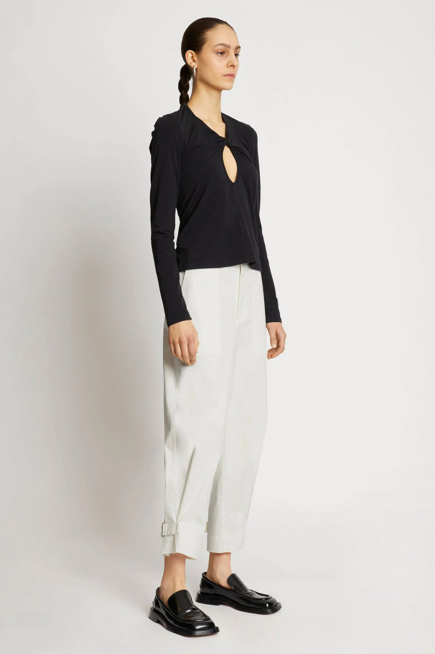 COTTON TWILL TAPERED PANTS