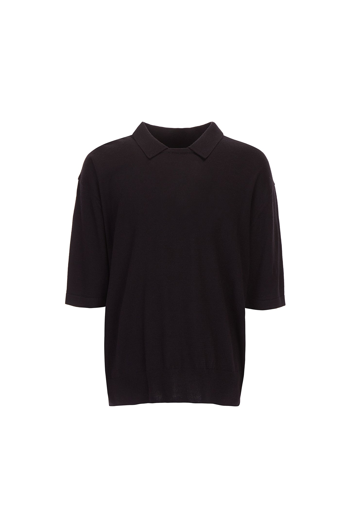 WOOL BLEND ROUND NECK COLLAR KNIT TOP