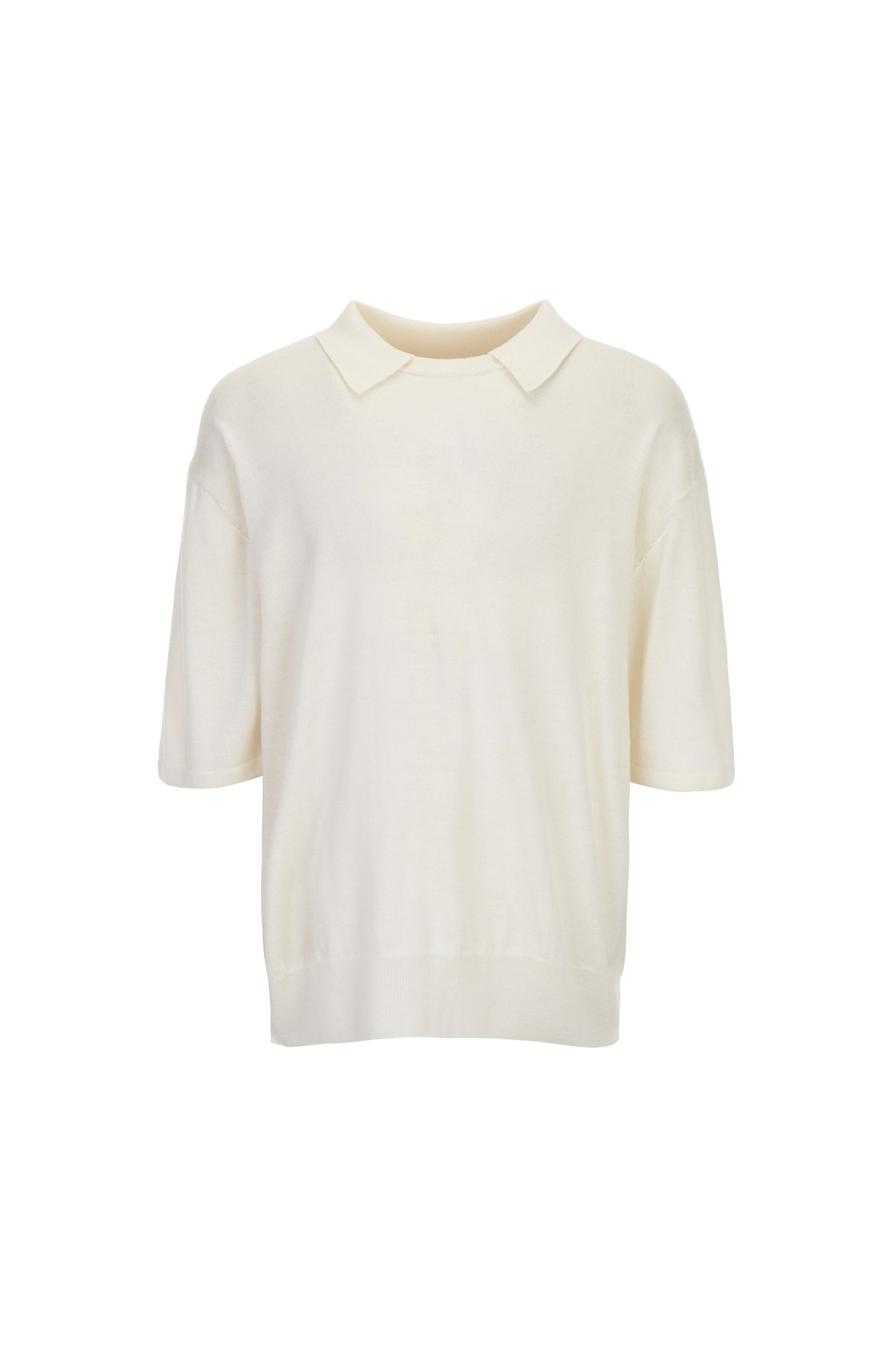 WOOL BLEND ROUND NECK COLLAR KNIT TOP