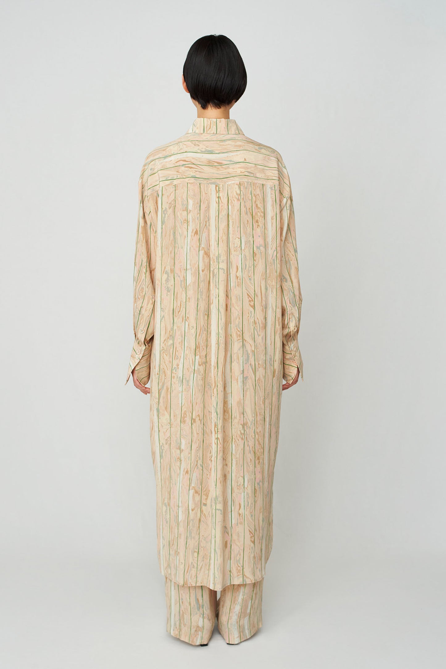 MARBLE PRINT SILK SHIRT DRESS
