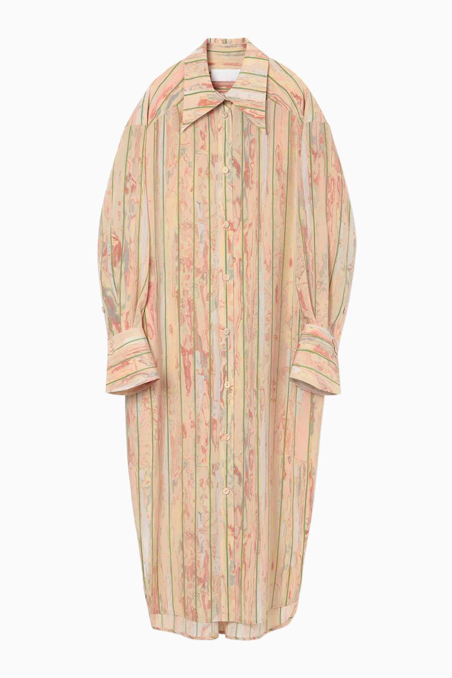 MARBLE PRINT SILK SHIRT DRESS