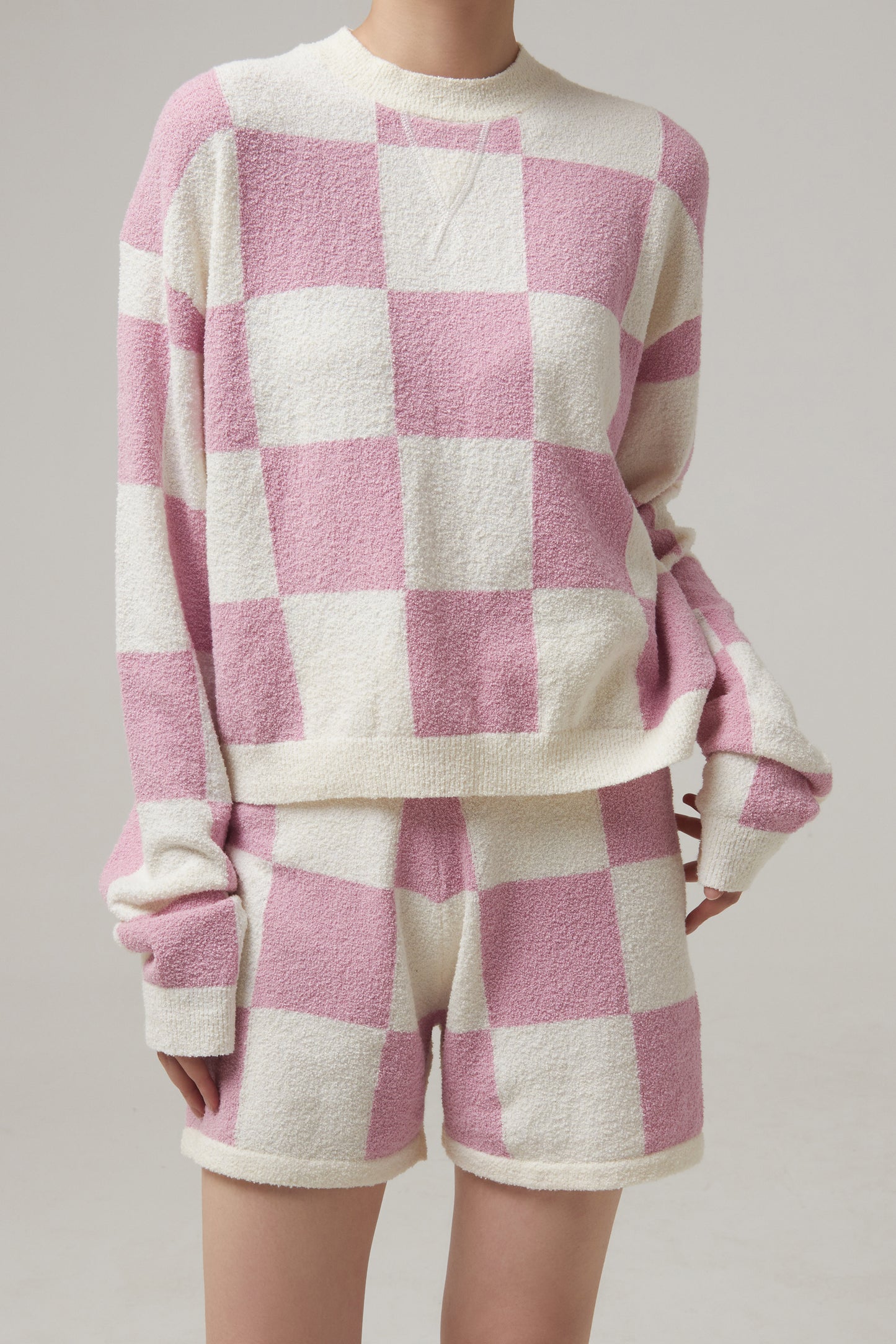 KNITTED CHECK SHORTS