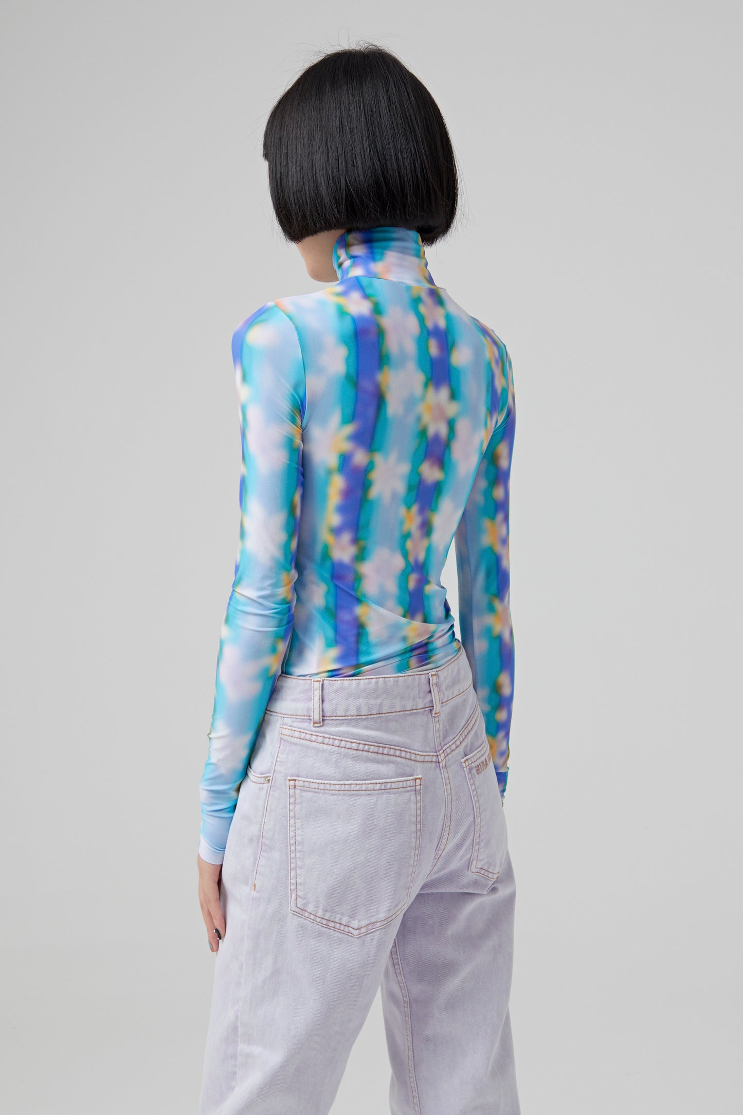 SECOND SKIN PRINTED HIGH NECK TOP