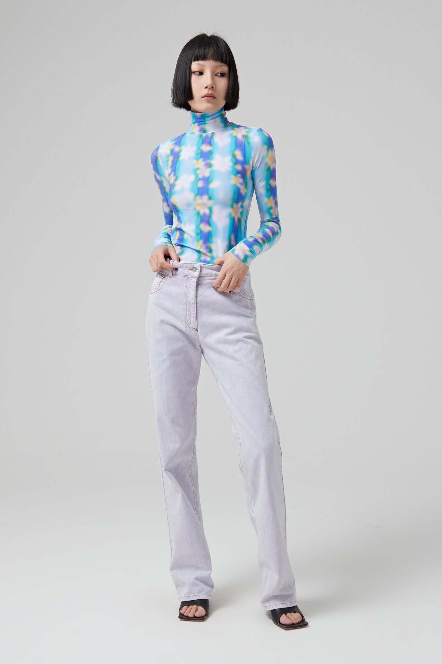 SECOND SKIN PRINTED HIGH NECK TOP