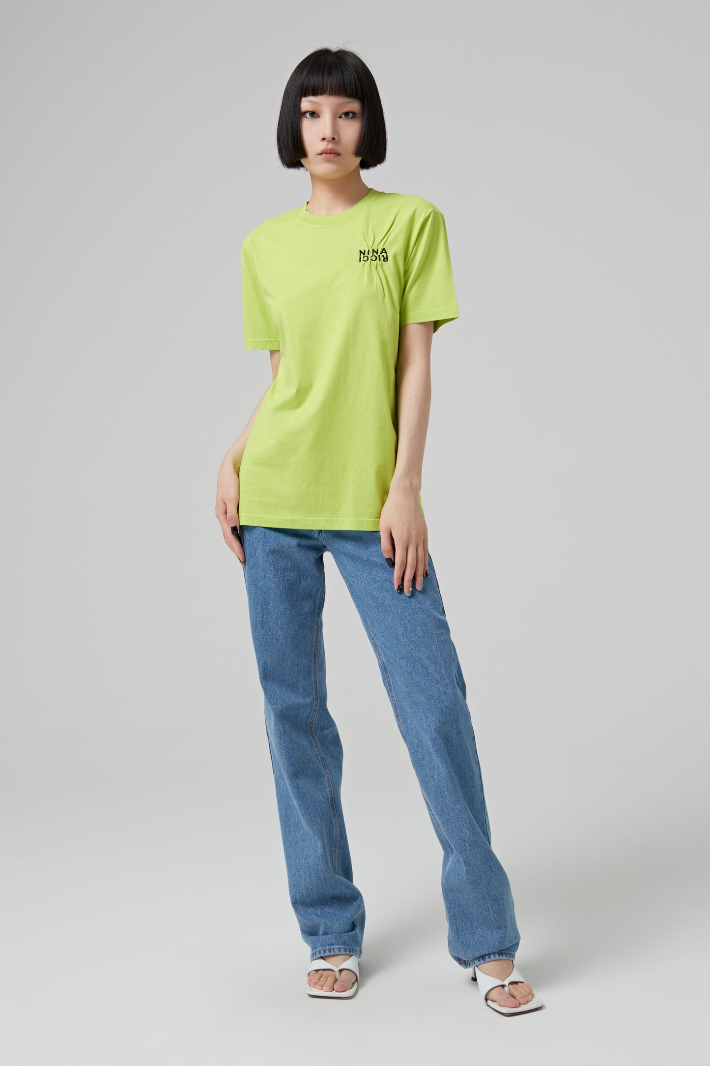T SHIRT WITH EMROIDERY NINA RICCI CONTRASTED ON THE CHEST