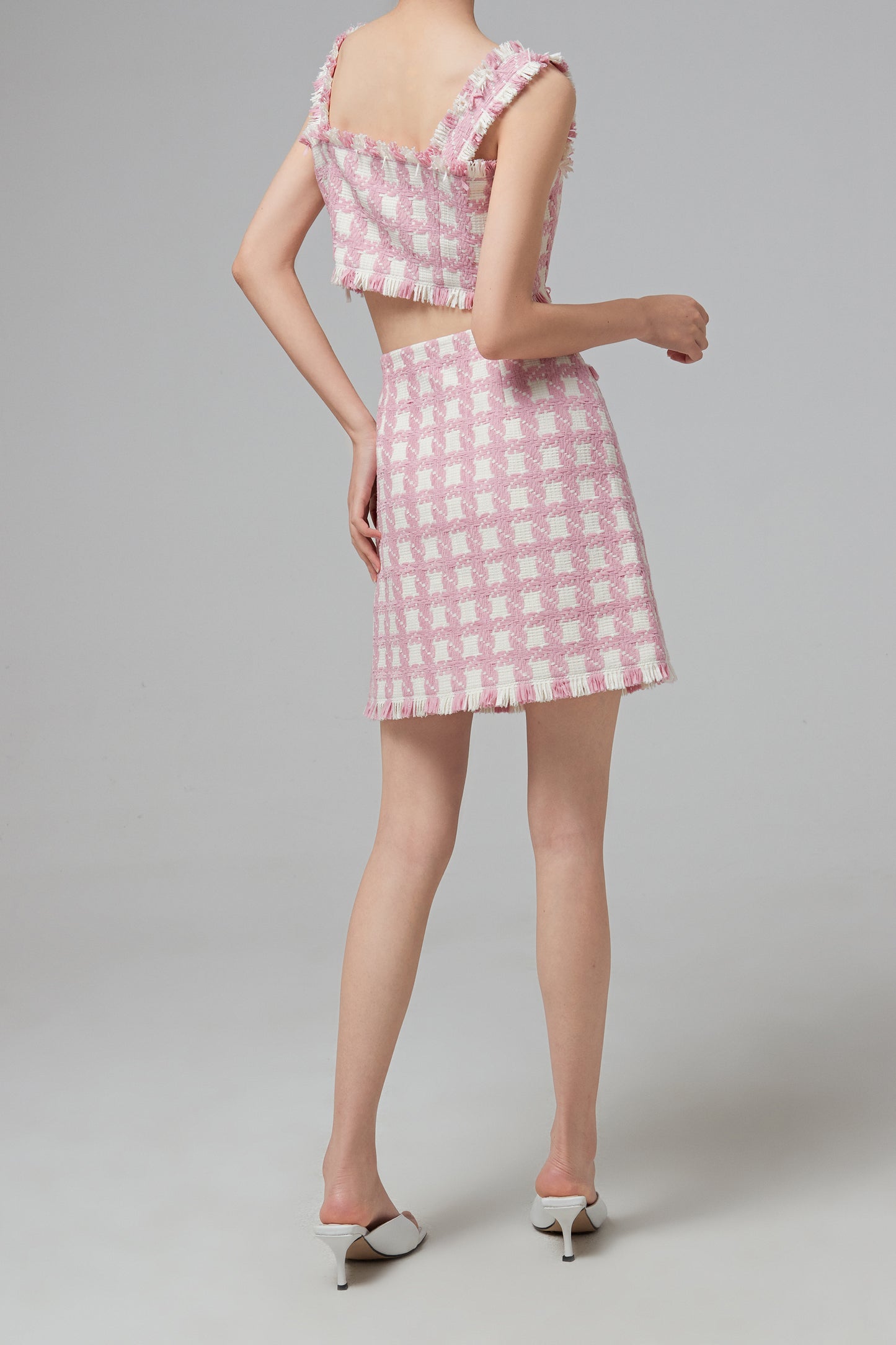 GINGHAM TWEED SKIRT