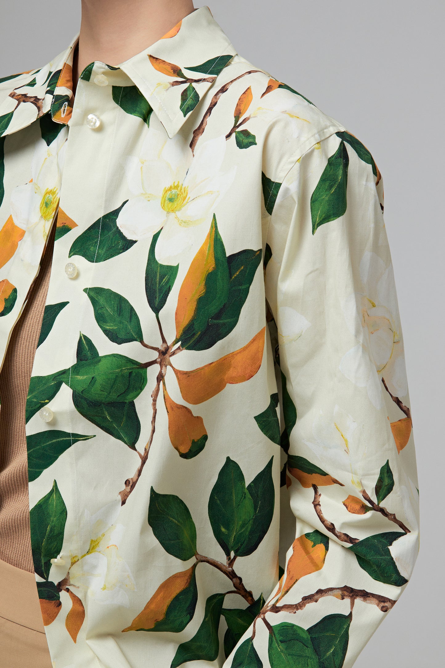MAGNOLIA FLOWER BUTTON FRONT COTTON BLOUSE