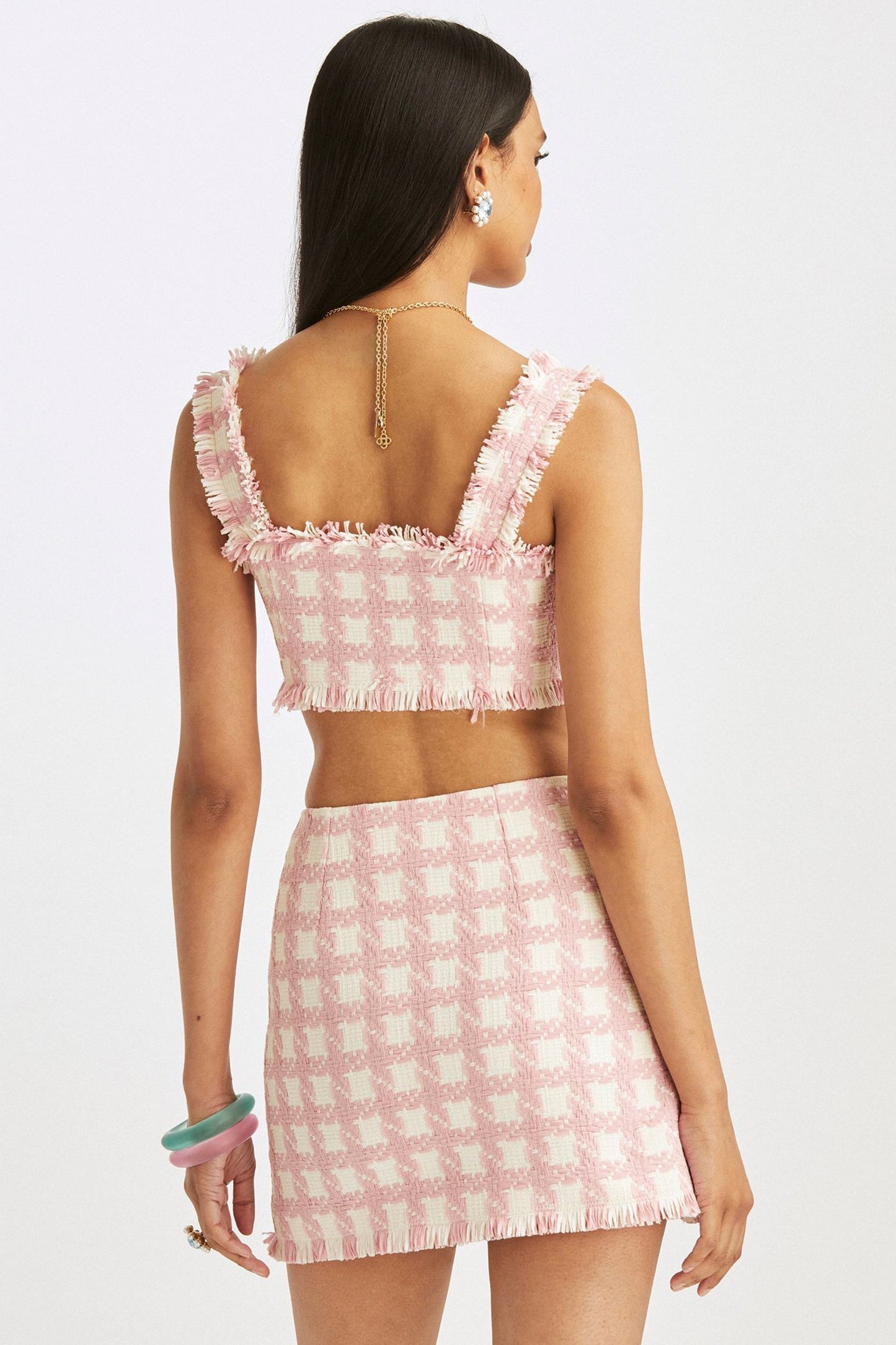 GINGHAM TWEED CROPPED TANK