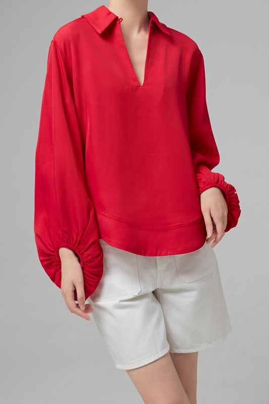 COLLARED L/S BLOUSE