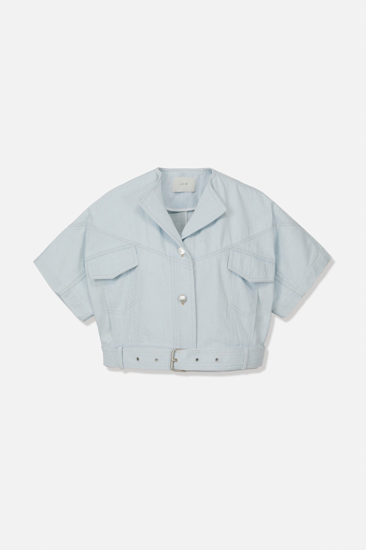 DENIM BELTED CROPJACKET