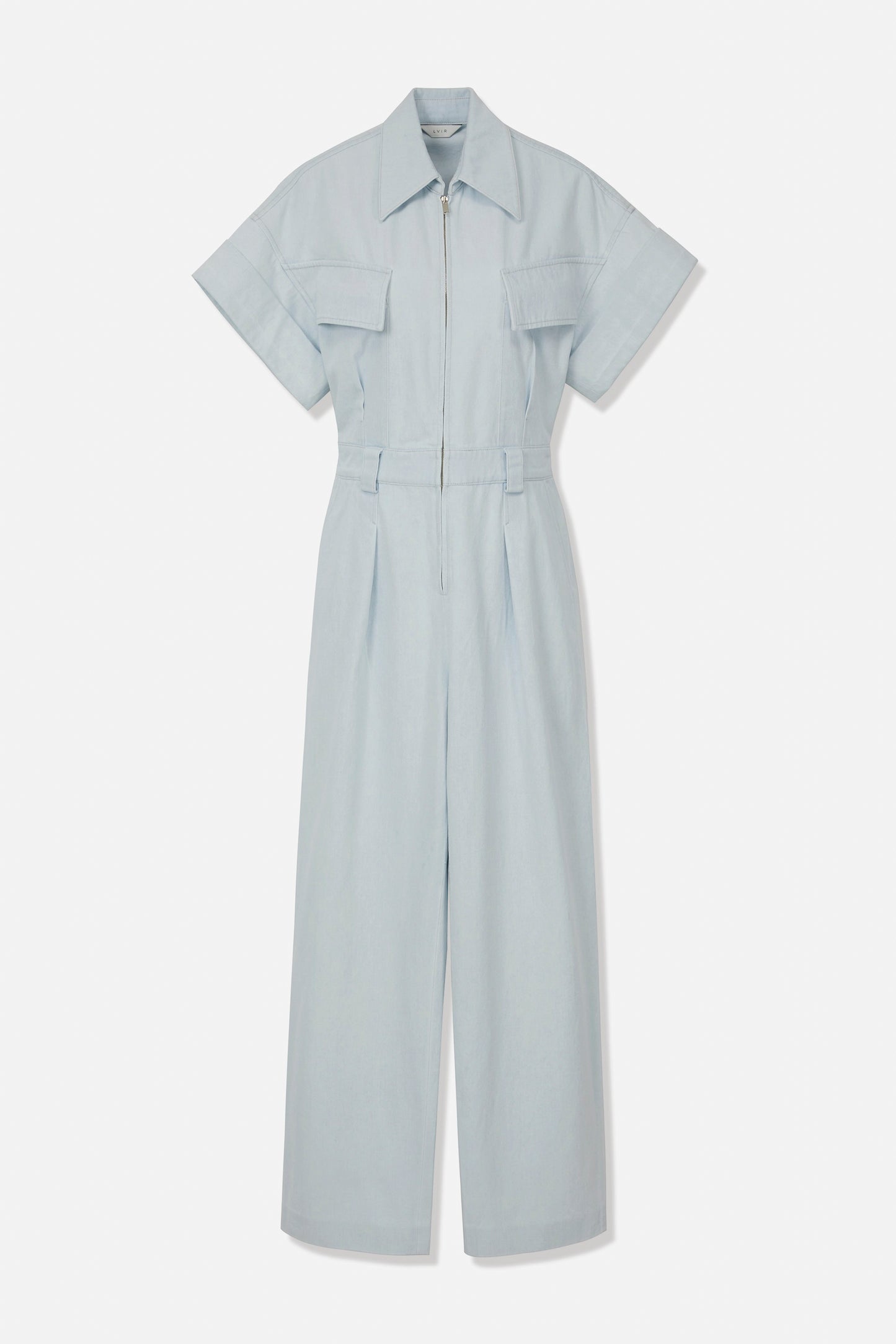 DENIM ZIP-UP WIDESLEEVE JUMPSUIT