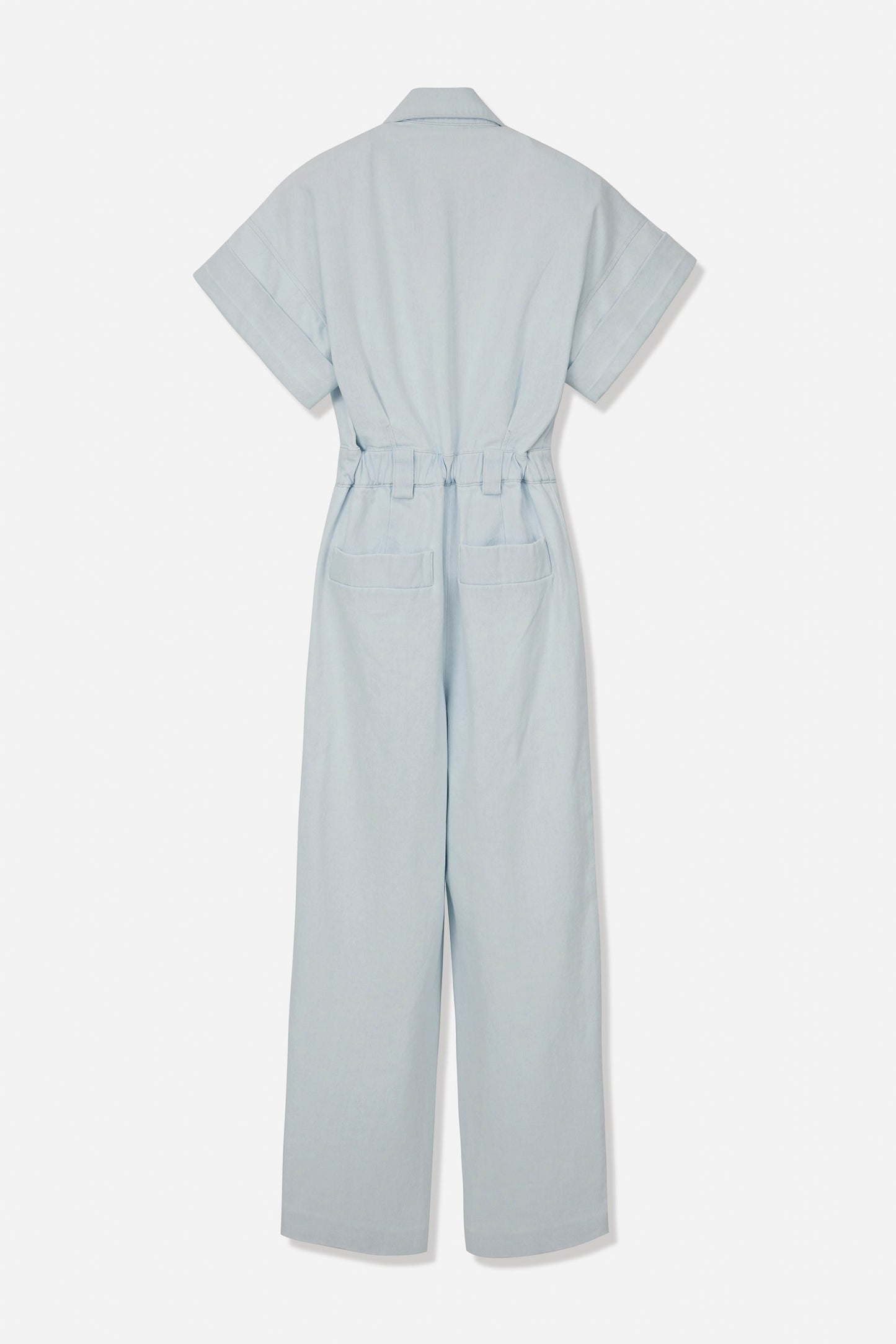 DENIM ZIP-UP WIDESLEEVE JUMPSUIT